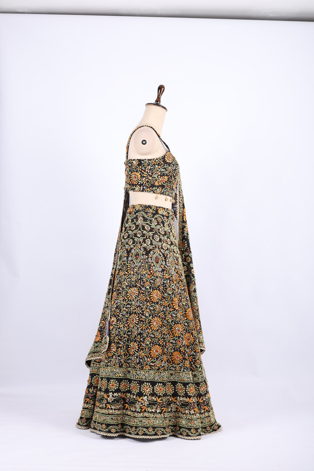 Black Multi-Thread Embroidered Lehenga Set