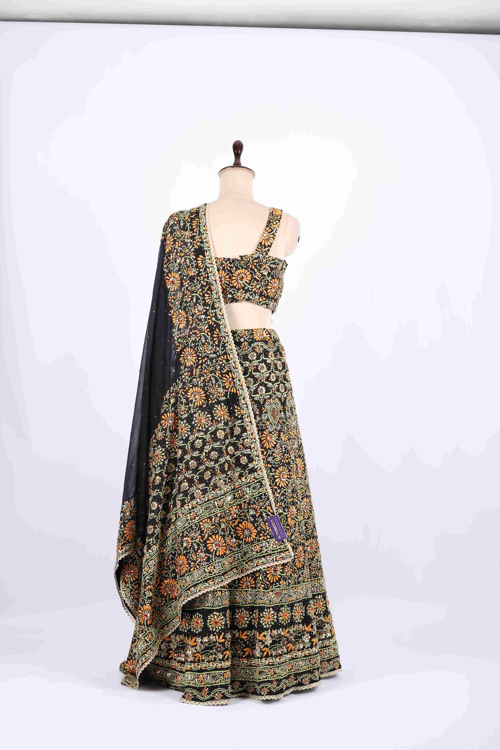 Black Multi-Thread Embroidered Lehenga Set