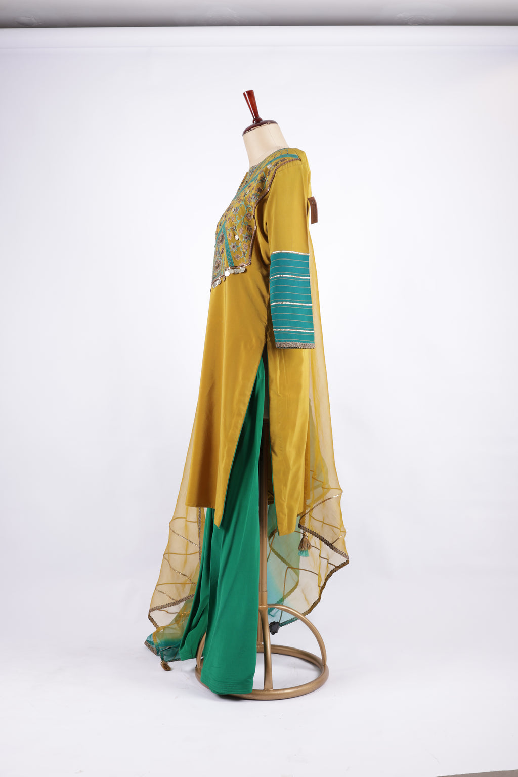 Mustard and green Sharara Garara suit