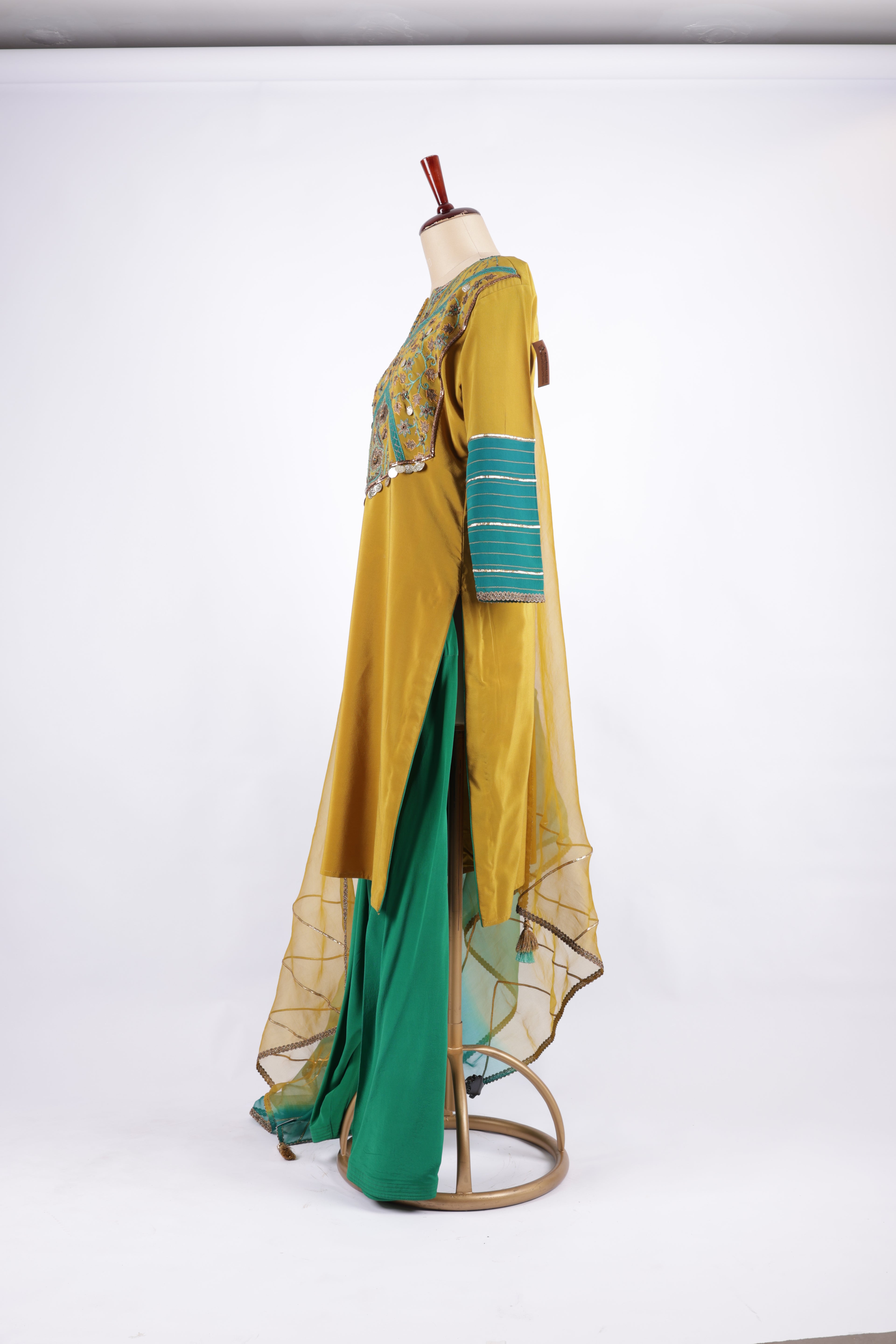Mustard and green Sharara Garara suit