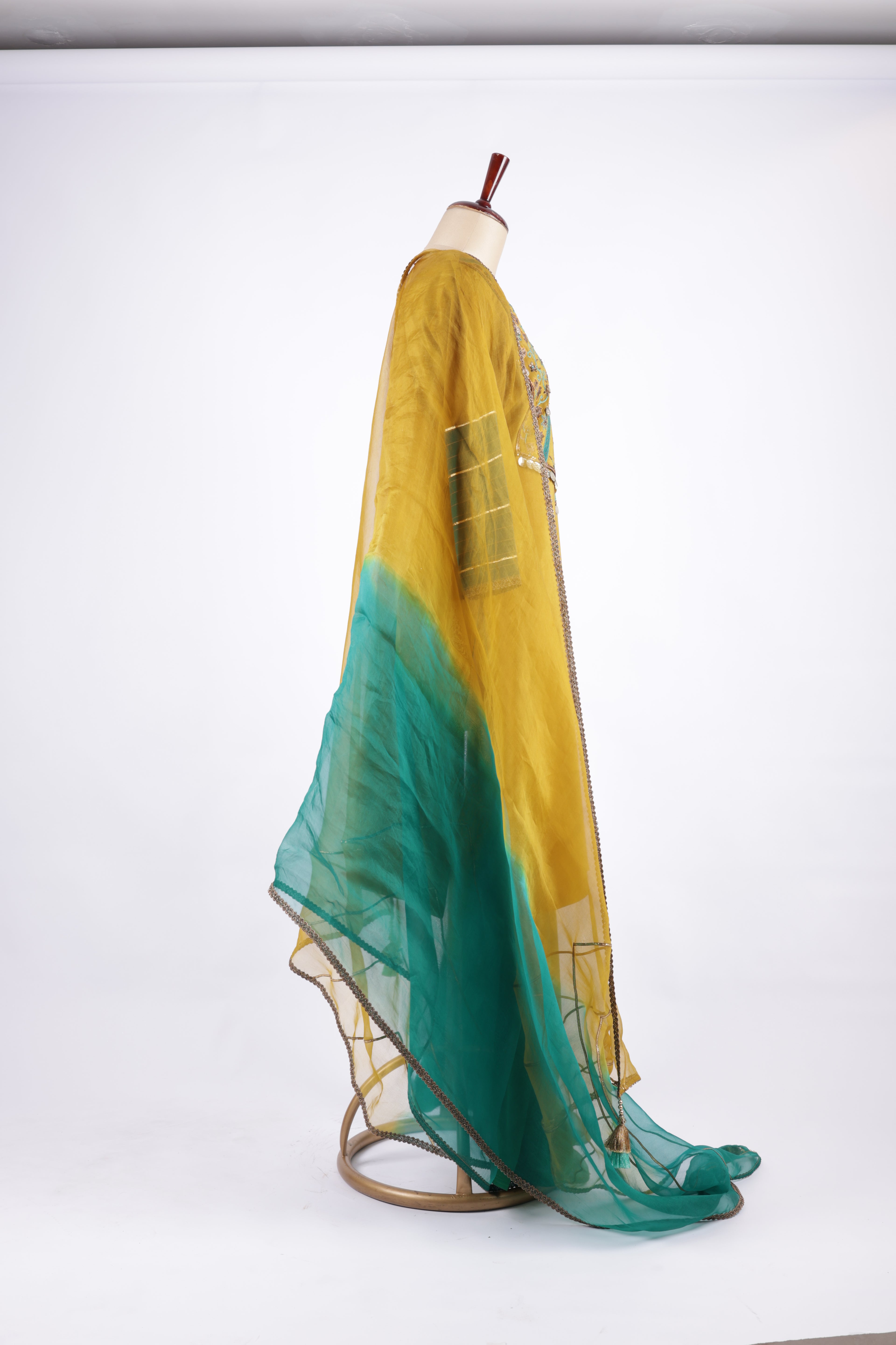 Mustard and green Sharara Garara suit