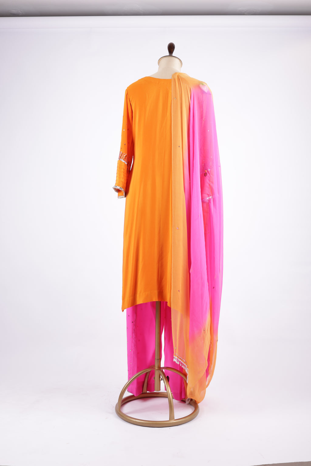 Orange and pink Sharara Garara suit