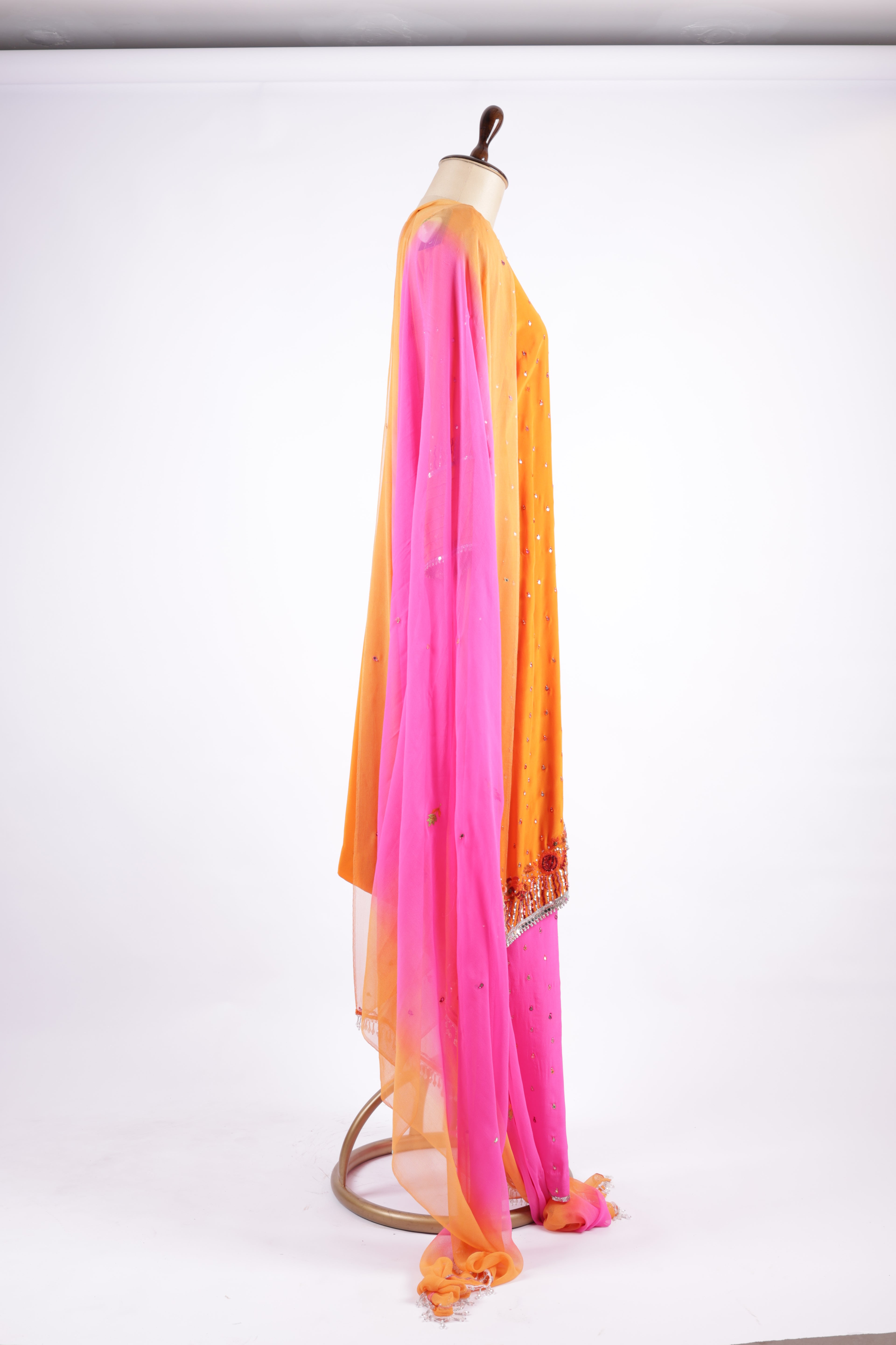 Orange and pink Sharara Garara suit