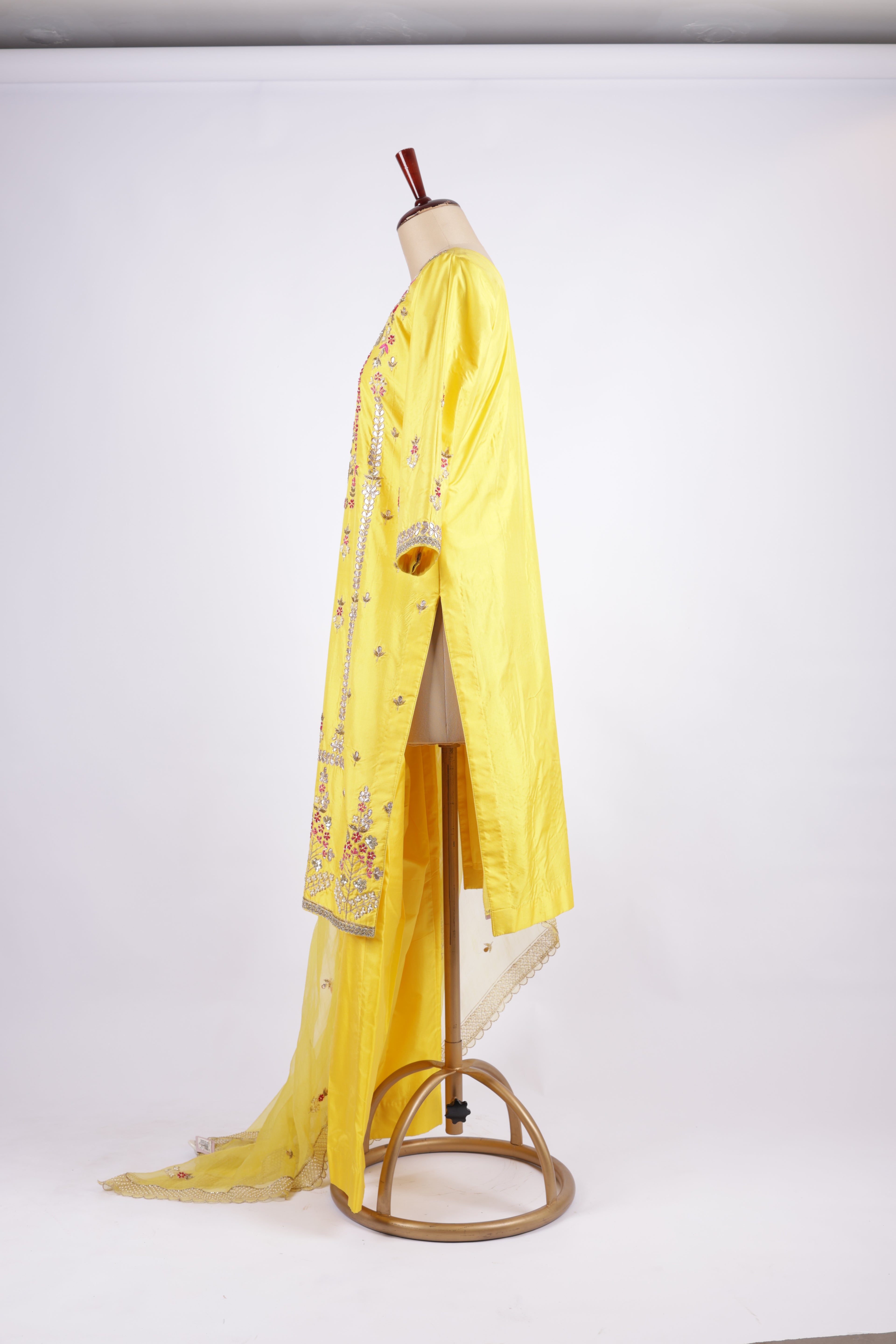 Yellow embroidered Sharara Garara suit