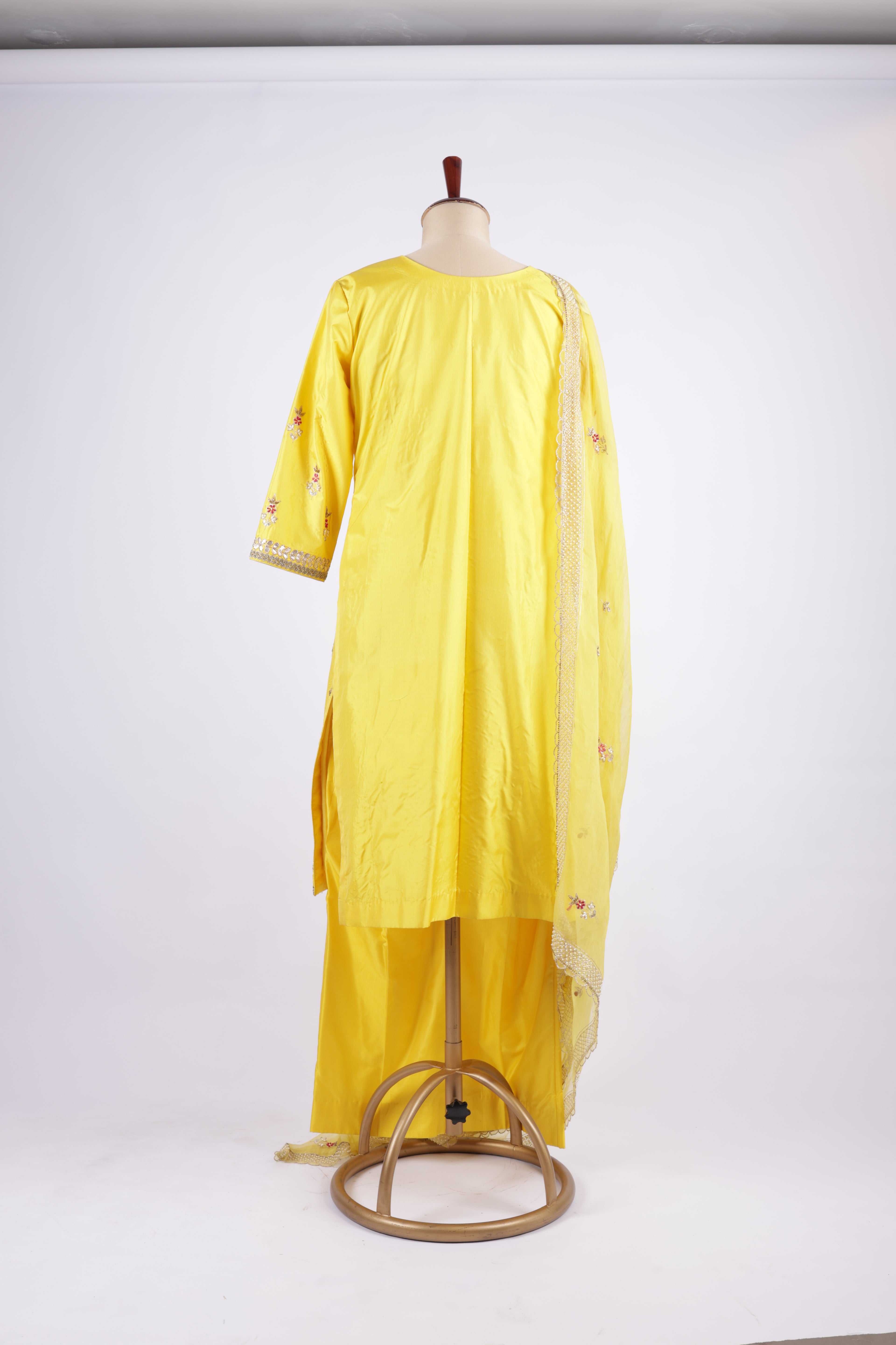 Yellow embroidered Sharara Garara suit