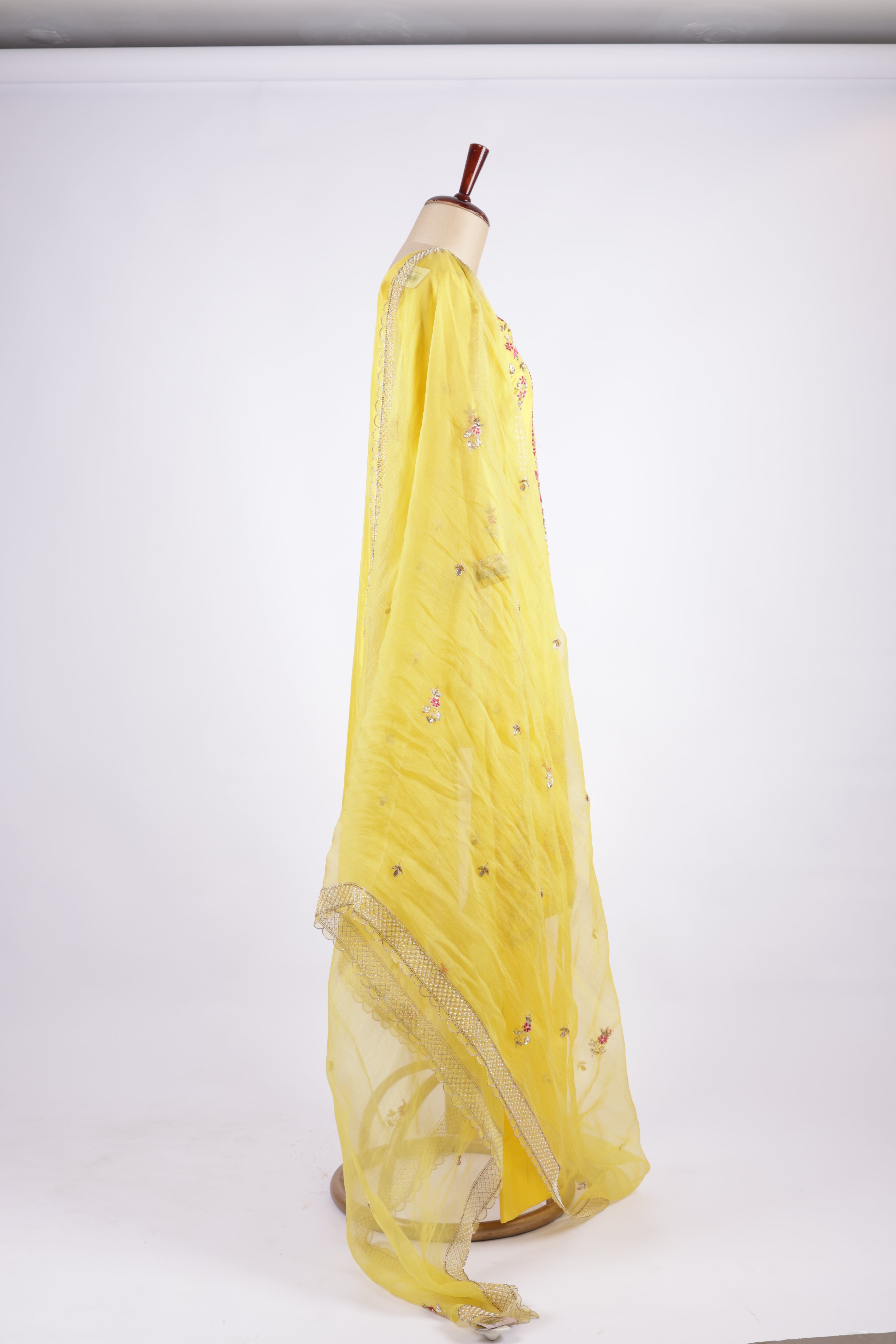 Yellow embroidered Sharara Garara suit