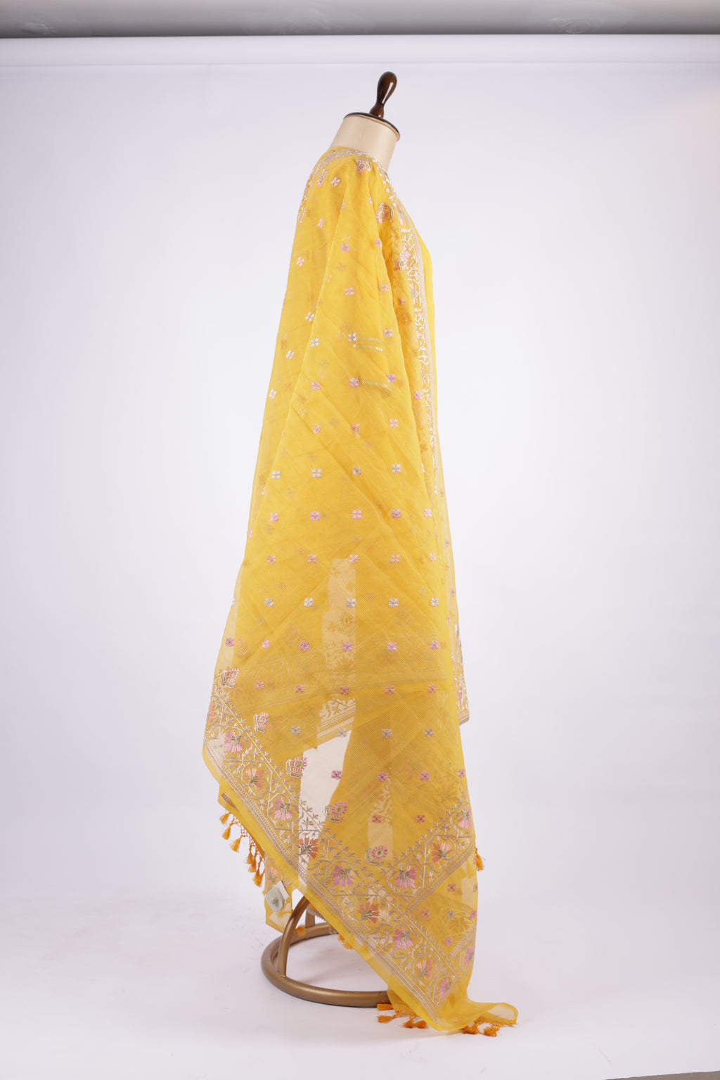 Mustard yellow embroidered sharara set