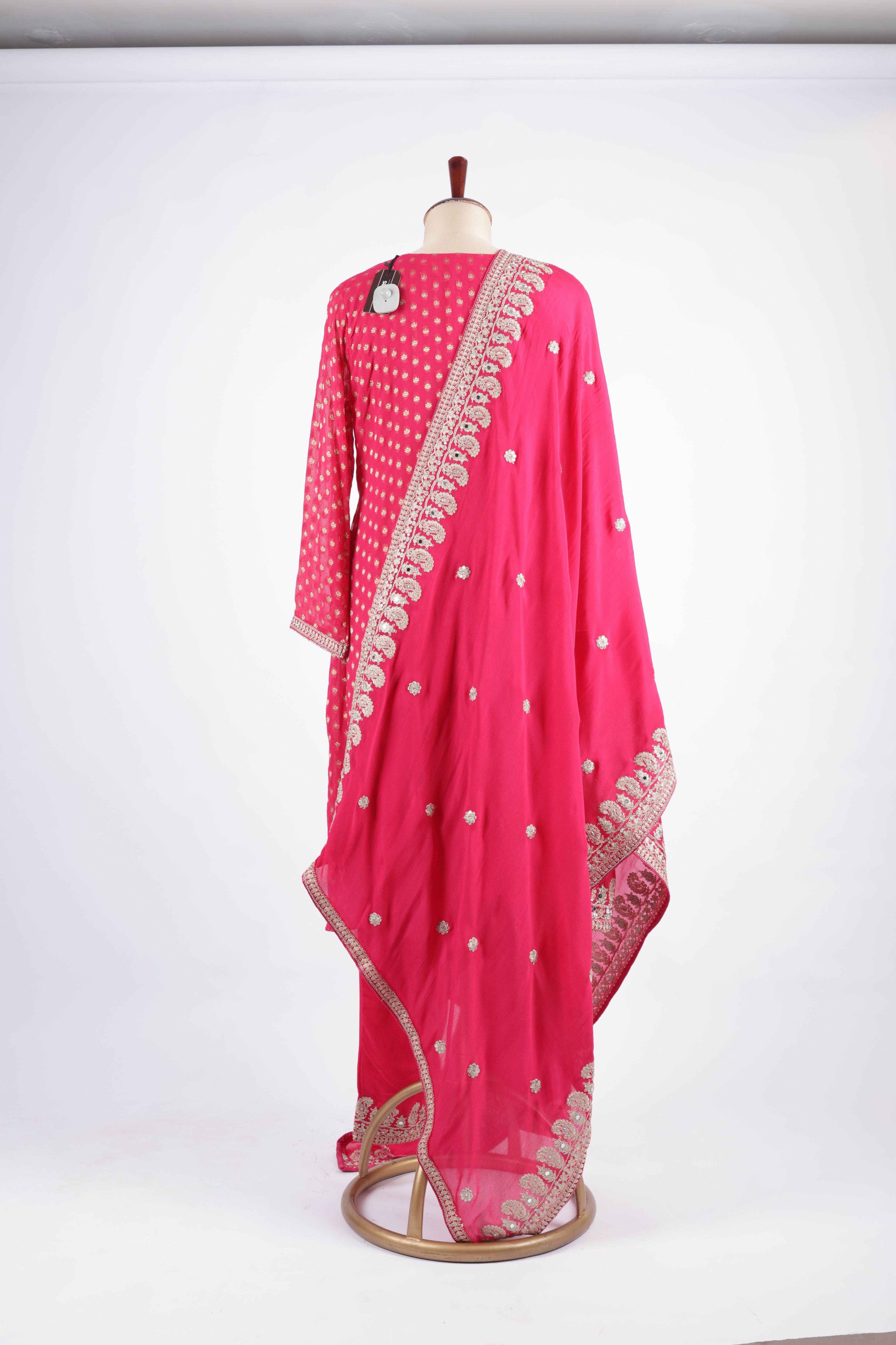 Hot pink embroidered sharara set