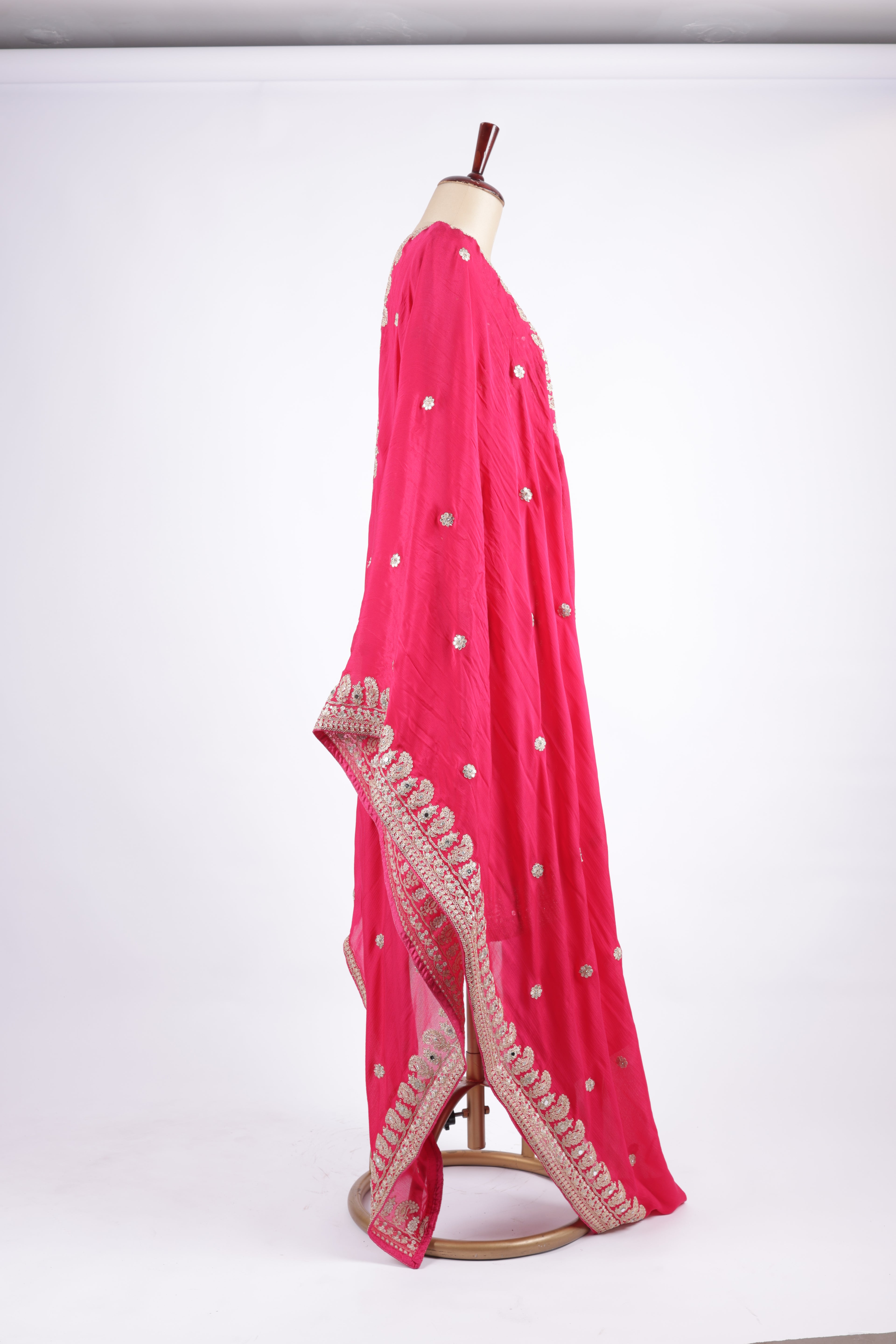 Hot pink embroidered sharara set