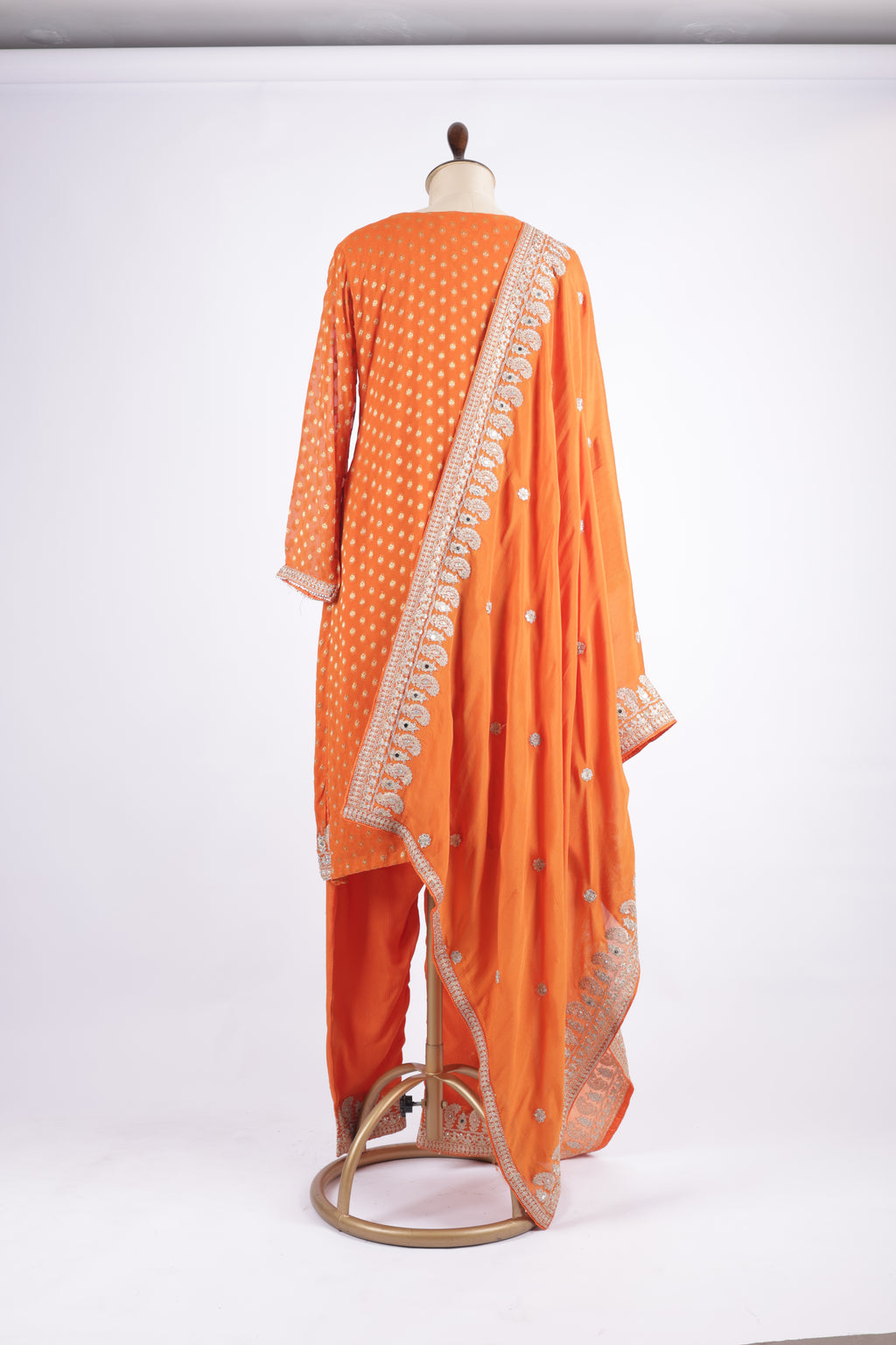 Bright orange embroidered suit set