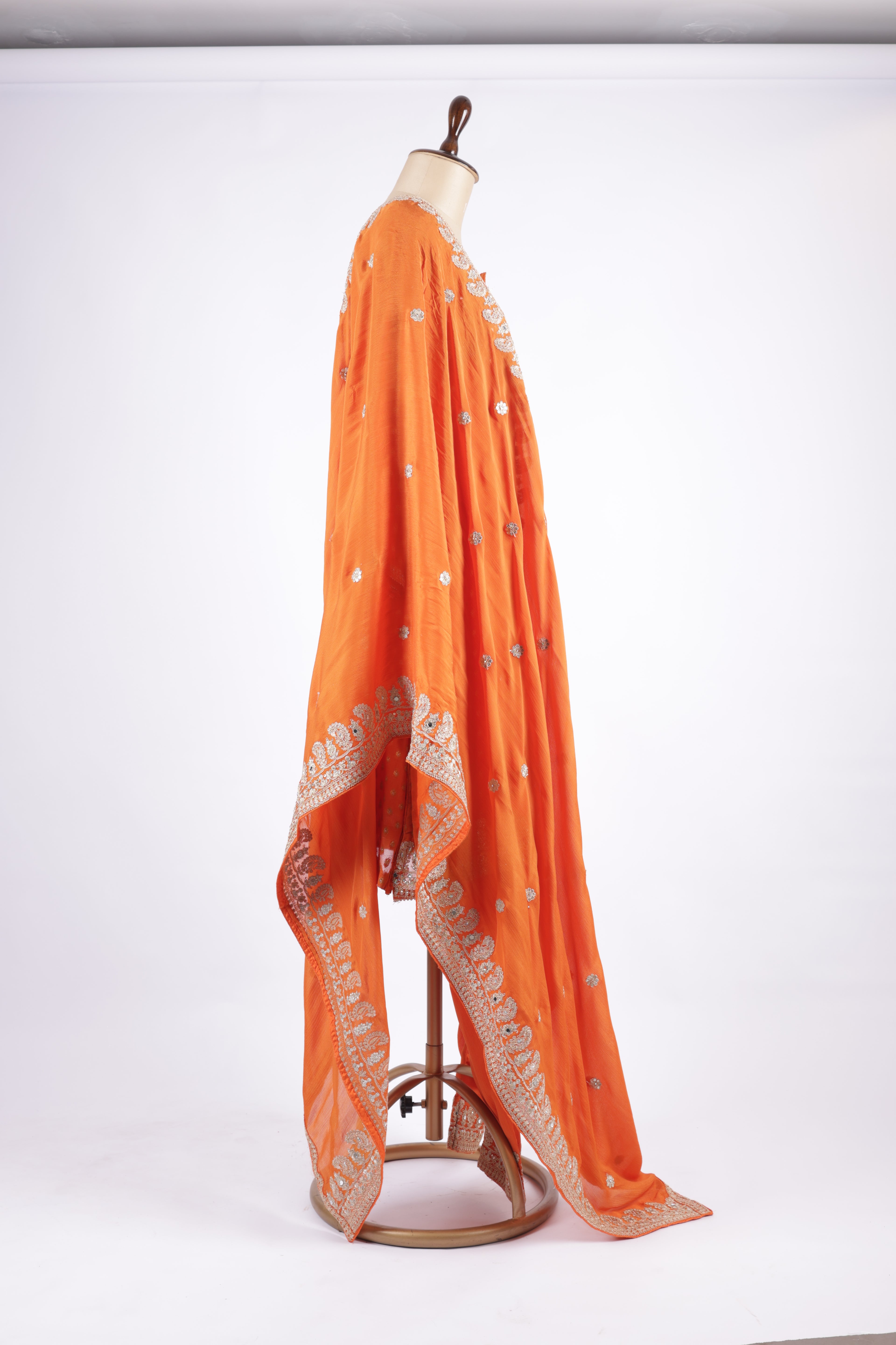 Bright orange embroidered suit set