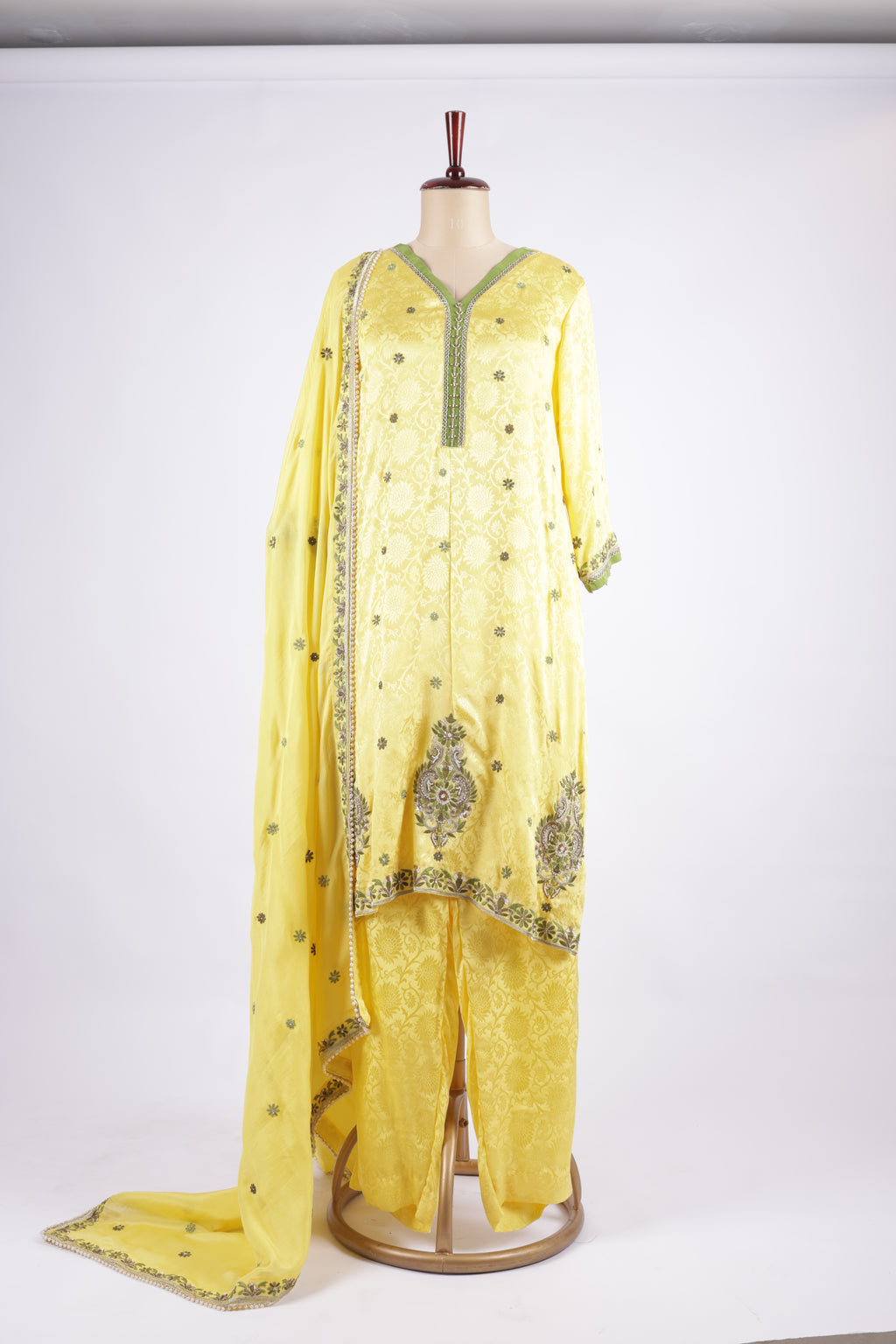 Sunny yellow embroidered suit set