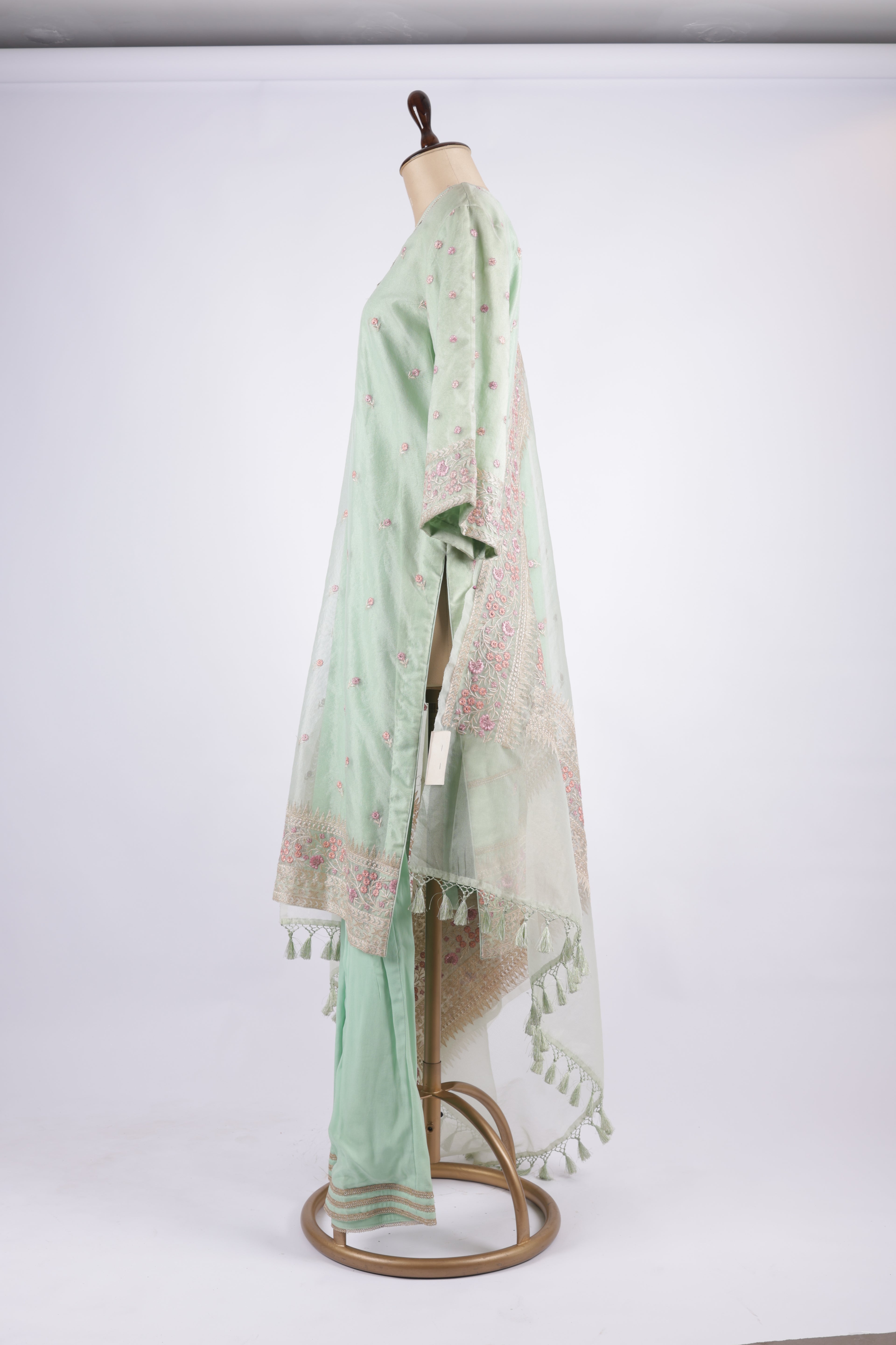 Pastel mint green embroidered suit set