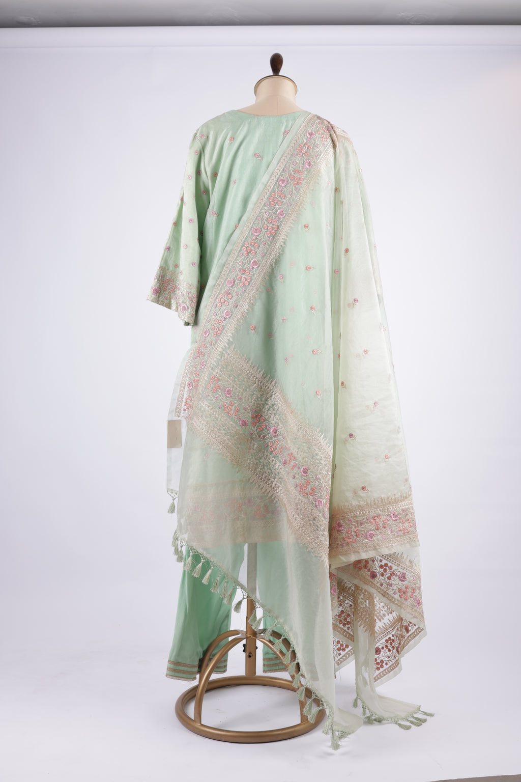 Pastel mint green embroidered suit set
