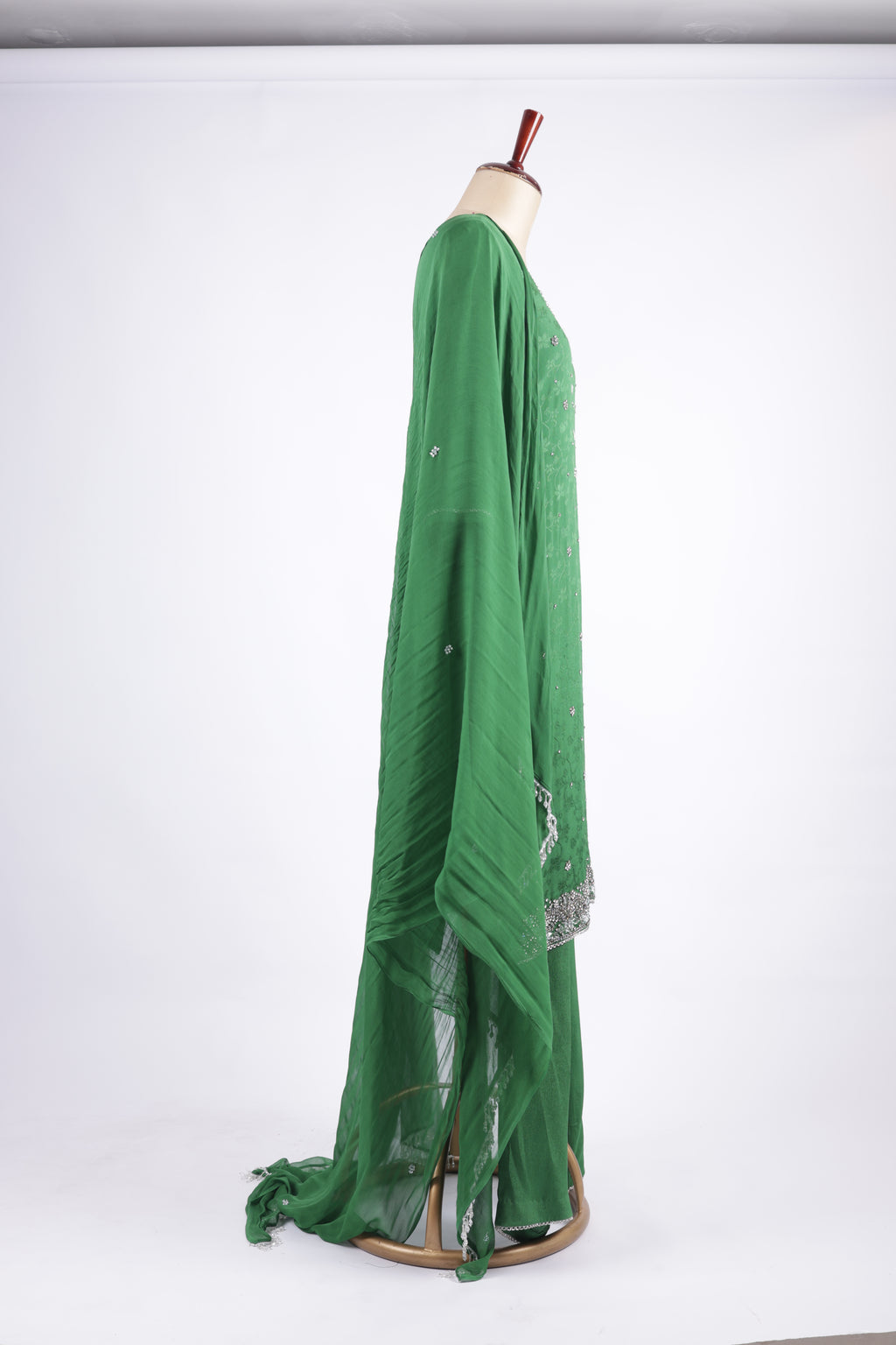 Emerald green embroidered suit set