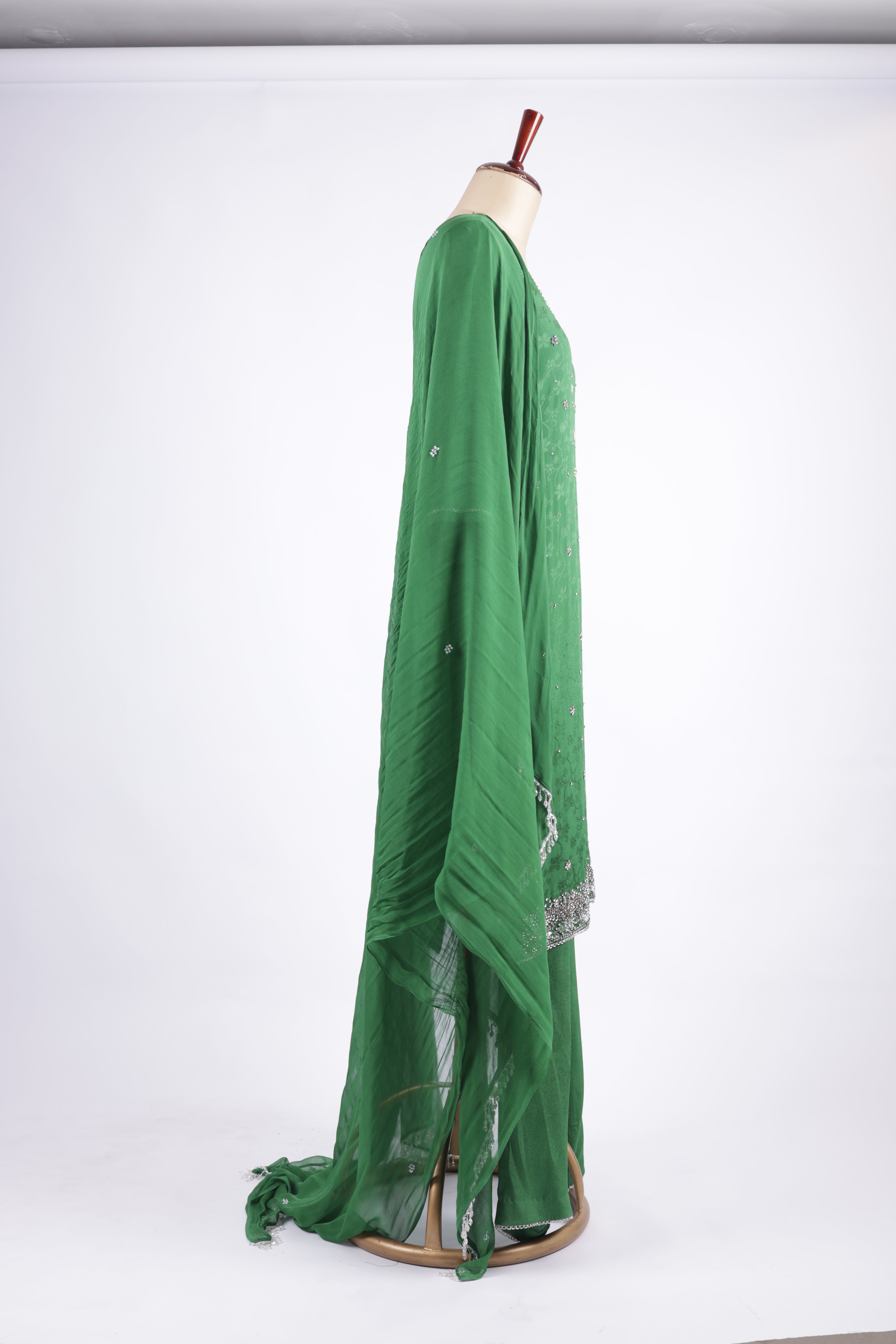 Emerald green embroidered suit set