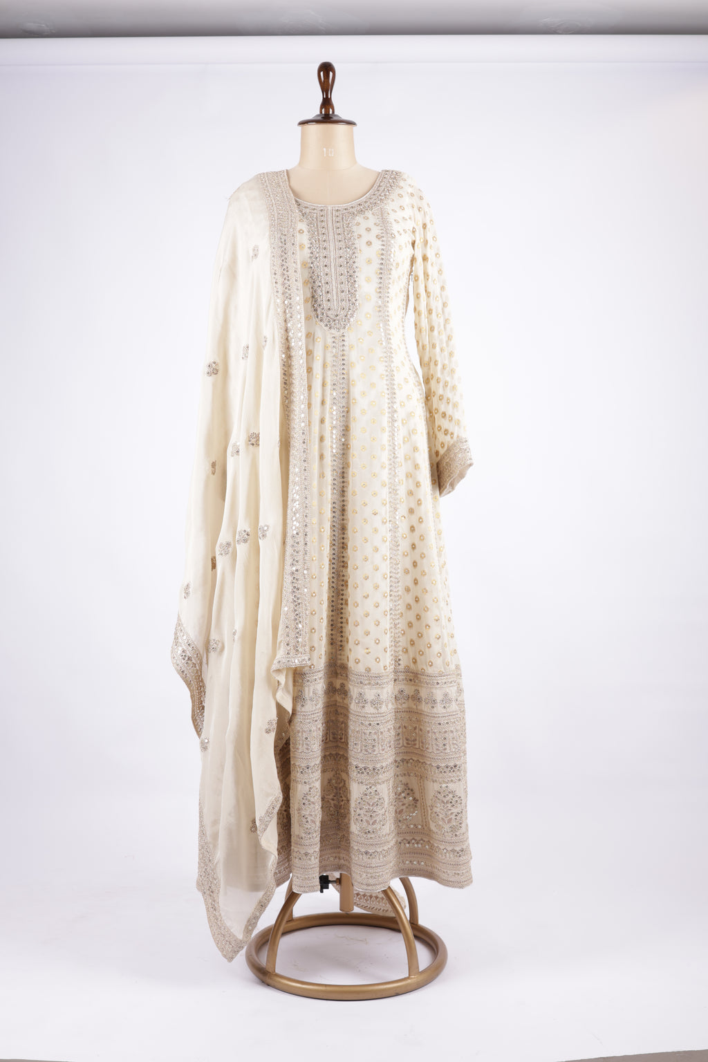 Ivory embroidered  suit set