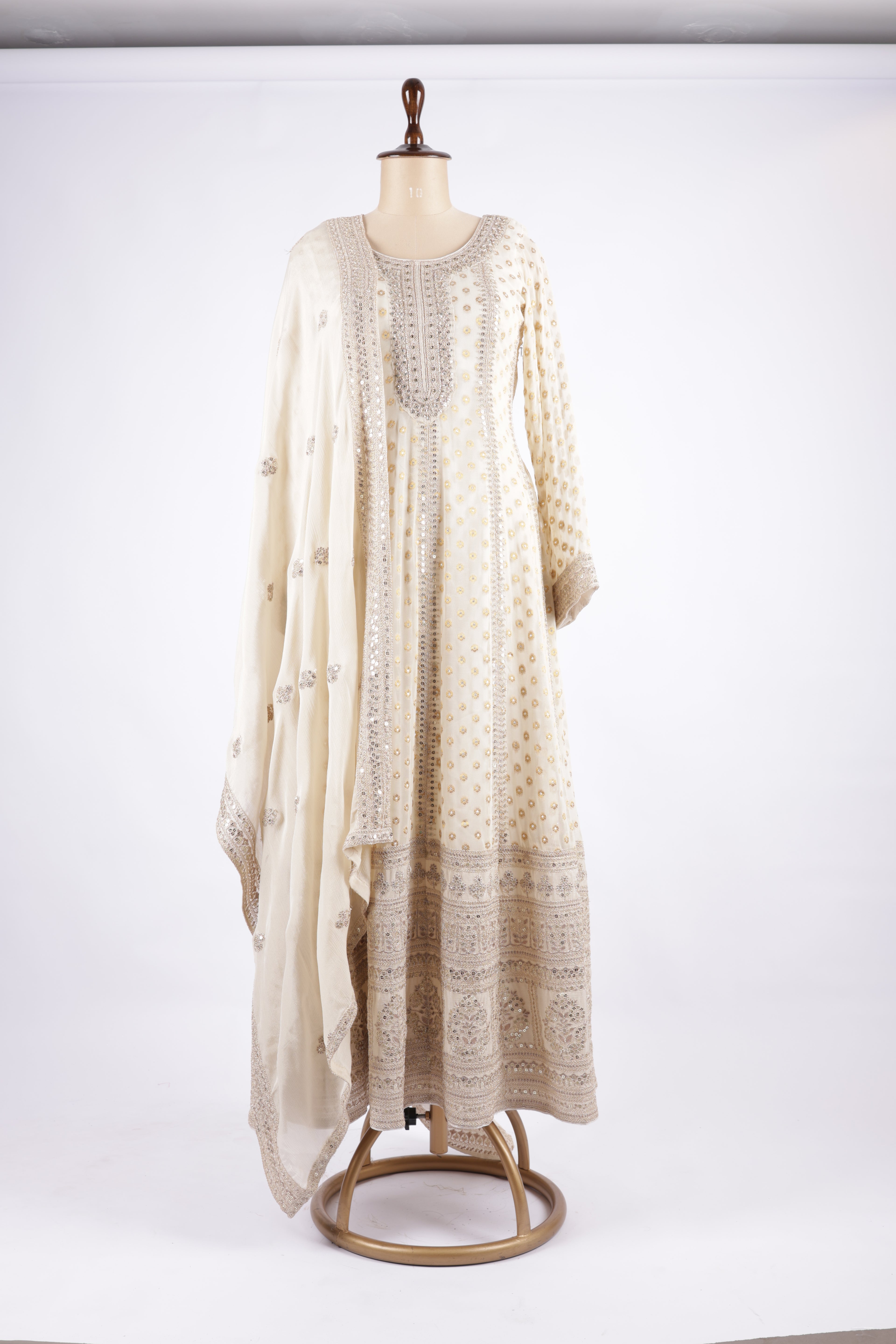 Ivory embroidered  suit set