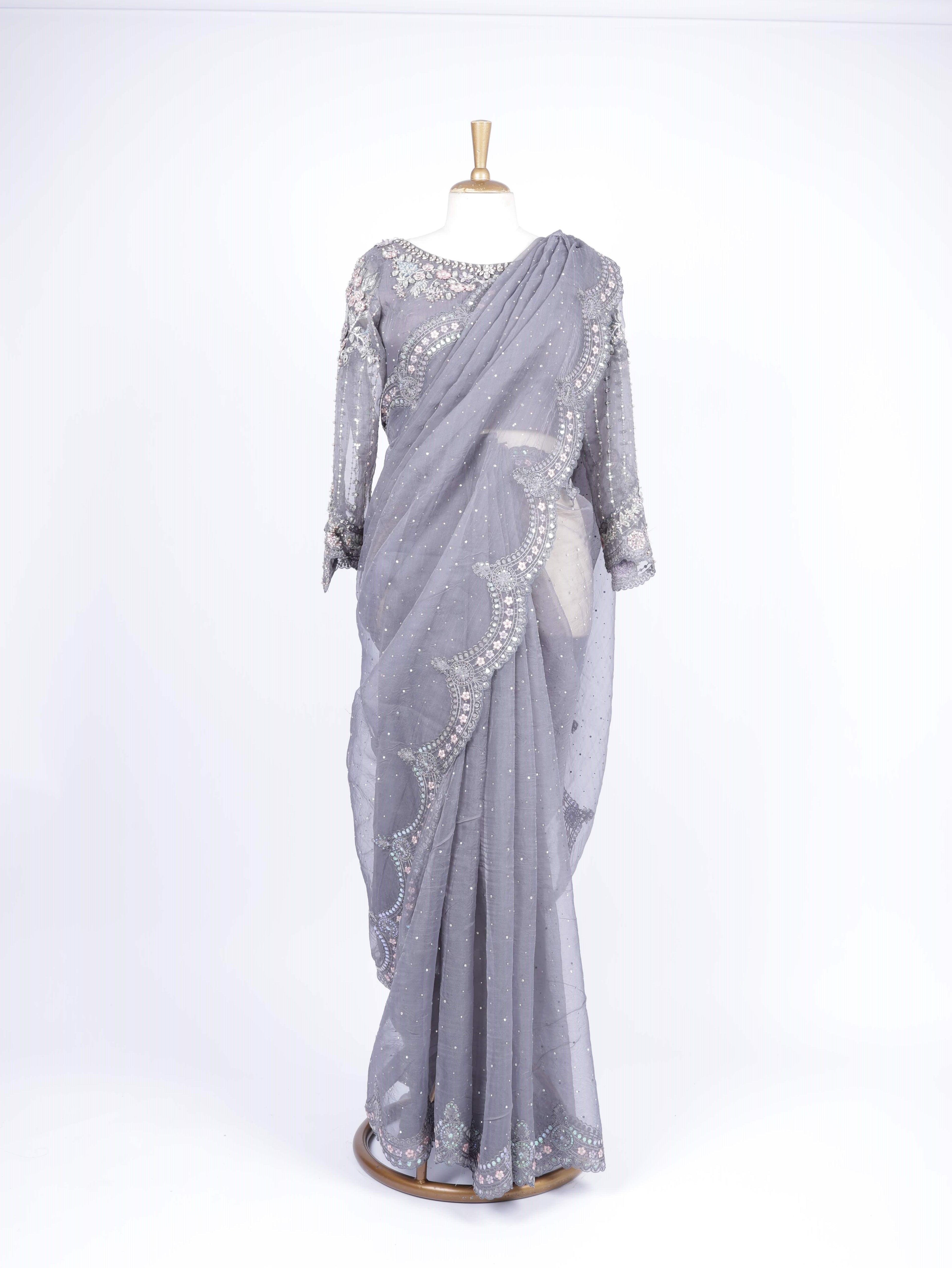 Charcoal Grey Saree