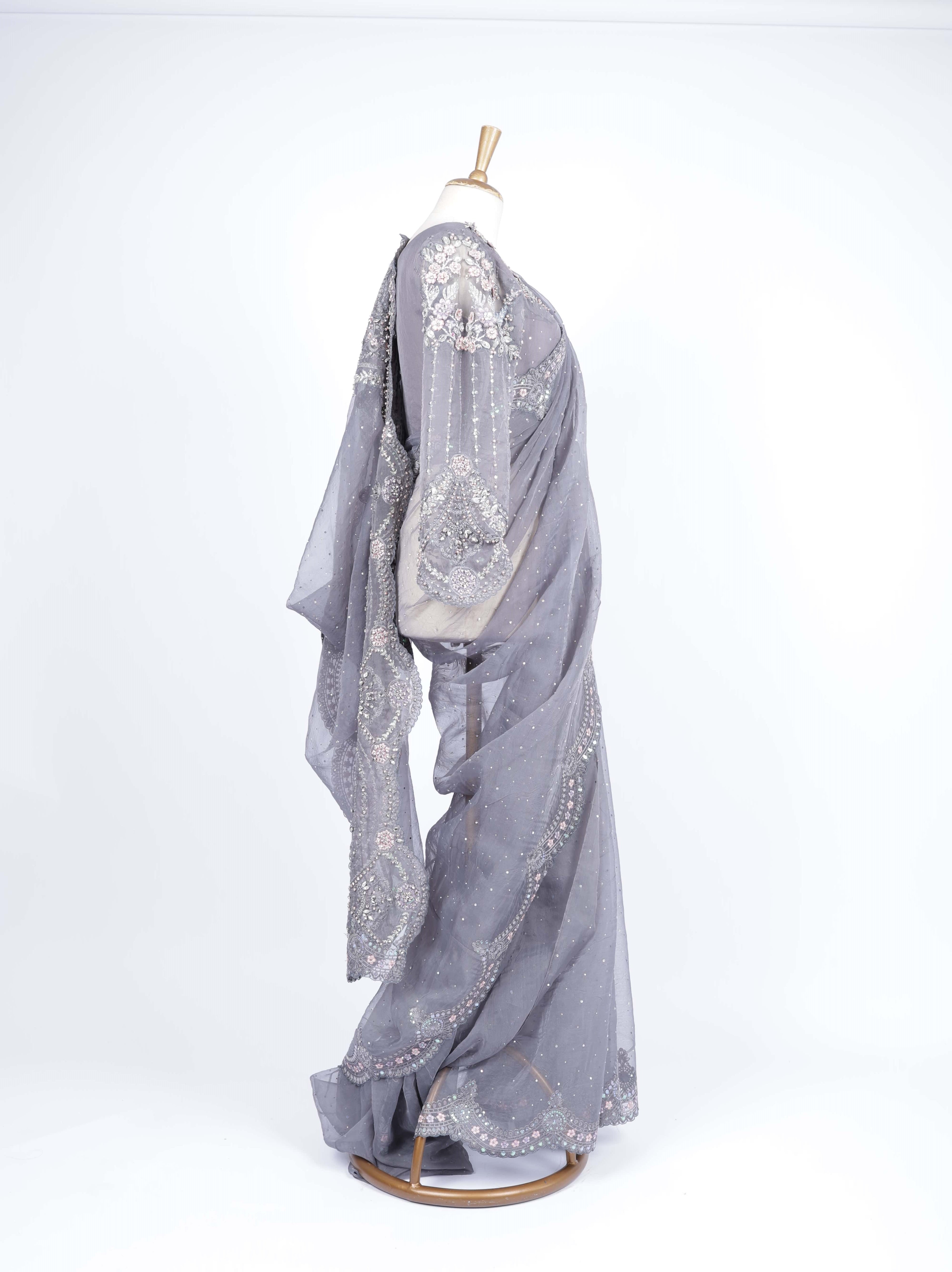 Charcoal Grey Saree