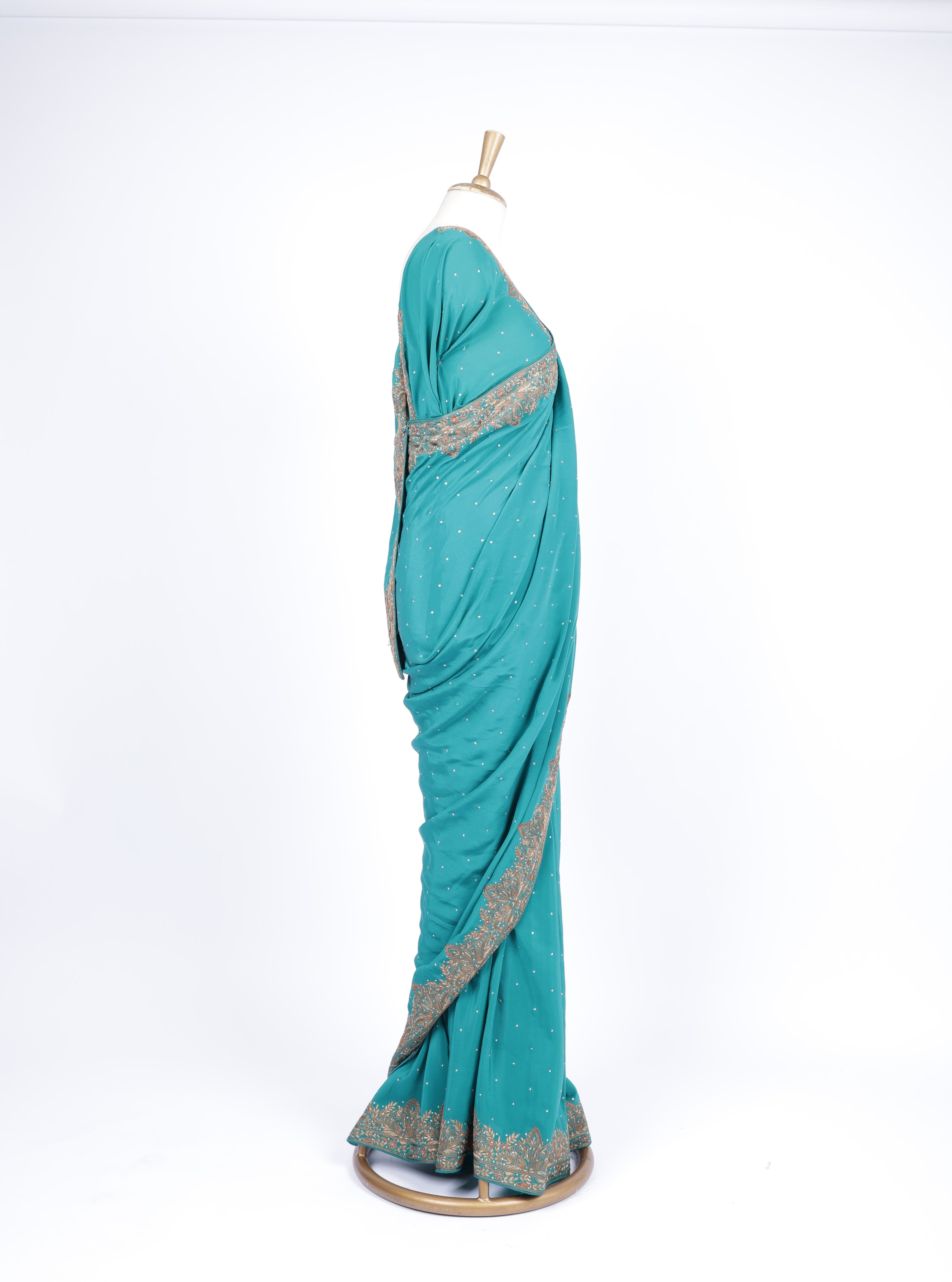 Teal Blue  Intricate Zar Saree