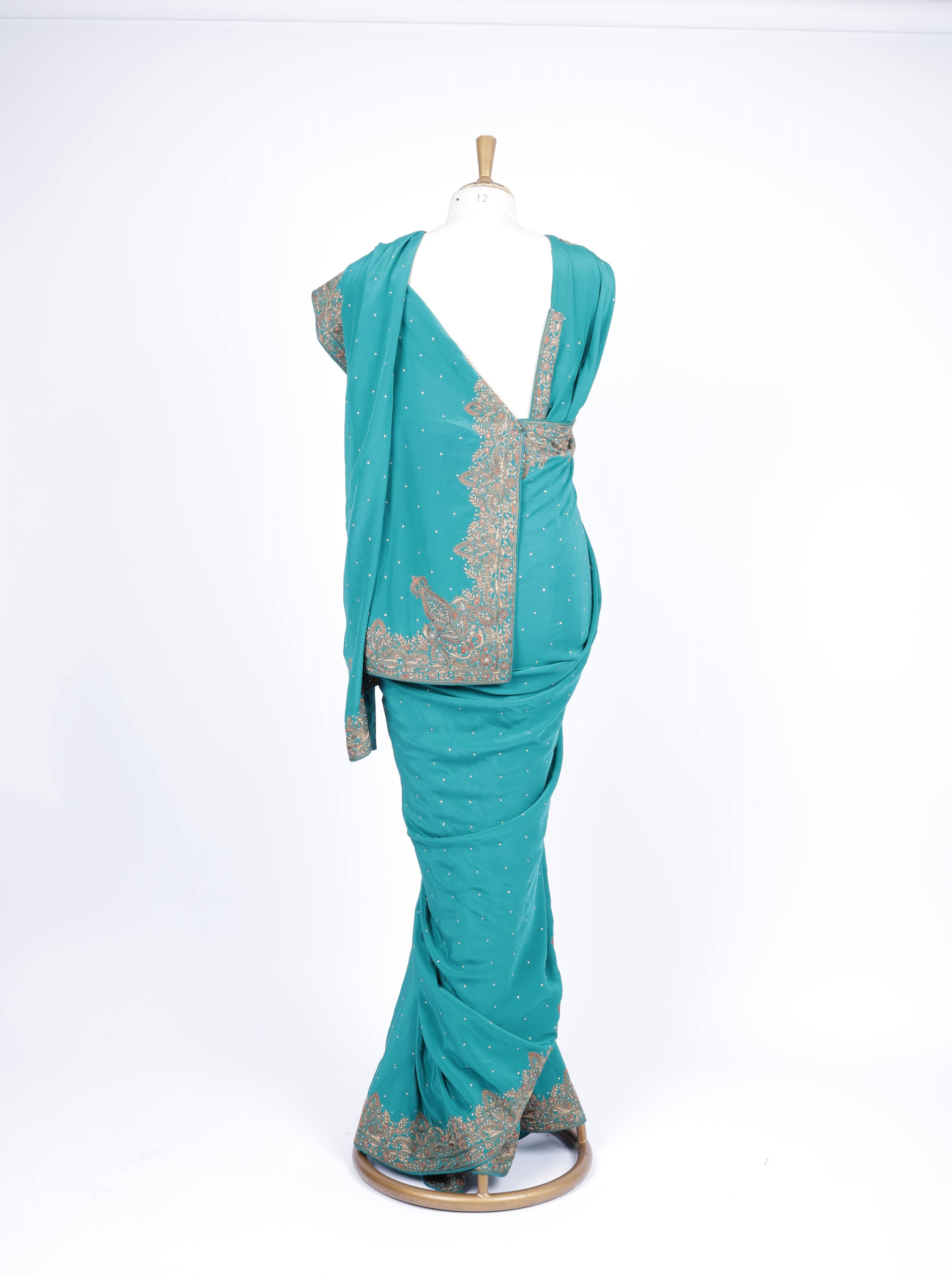 Teal Blue  Intricate Zar Saree