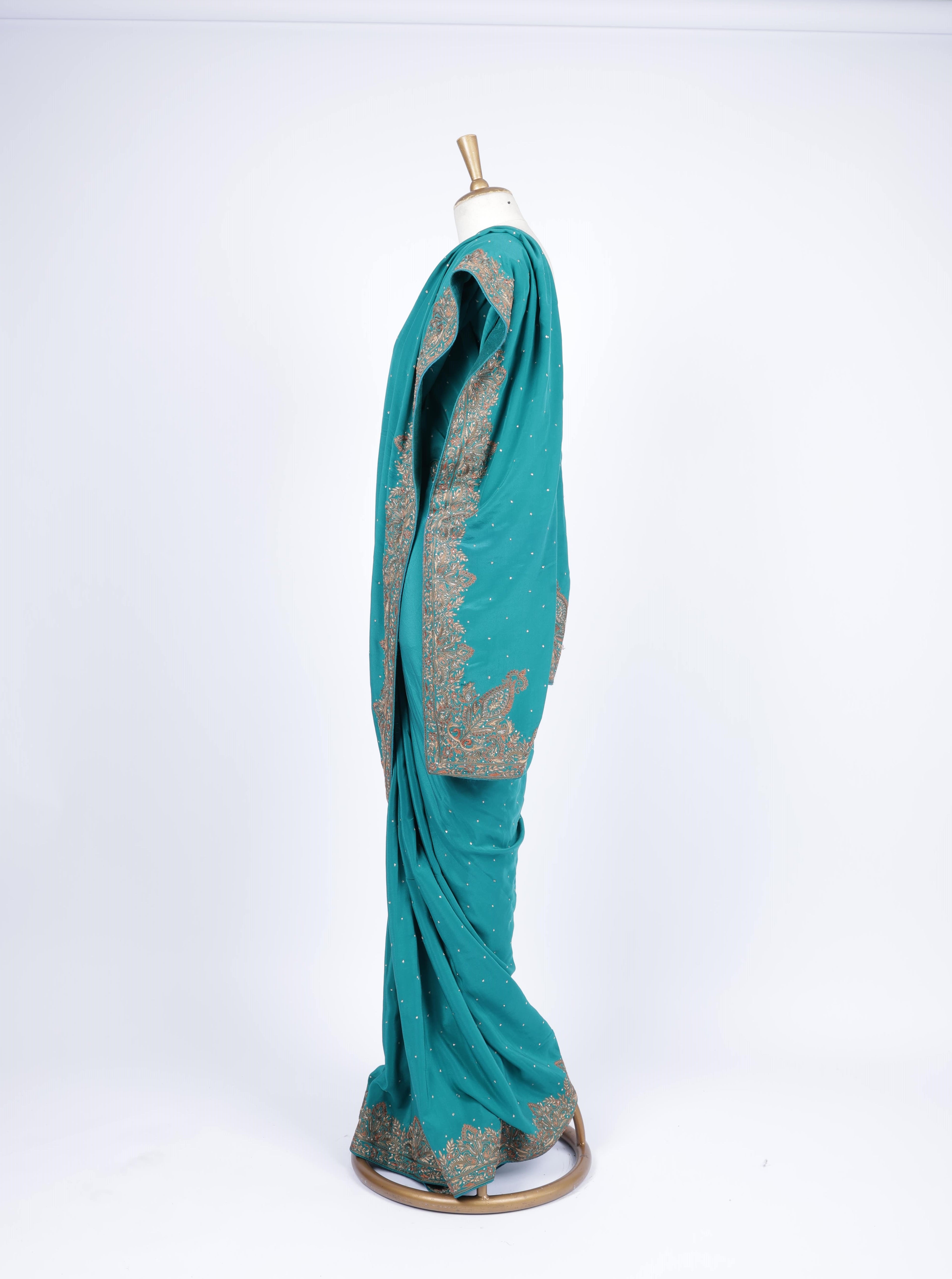Teal Blue  Intricate Zar Saree