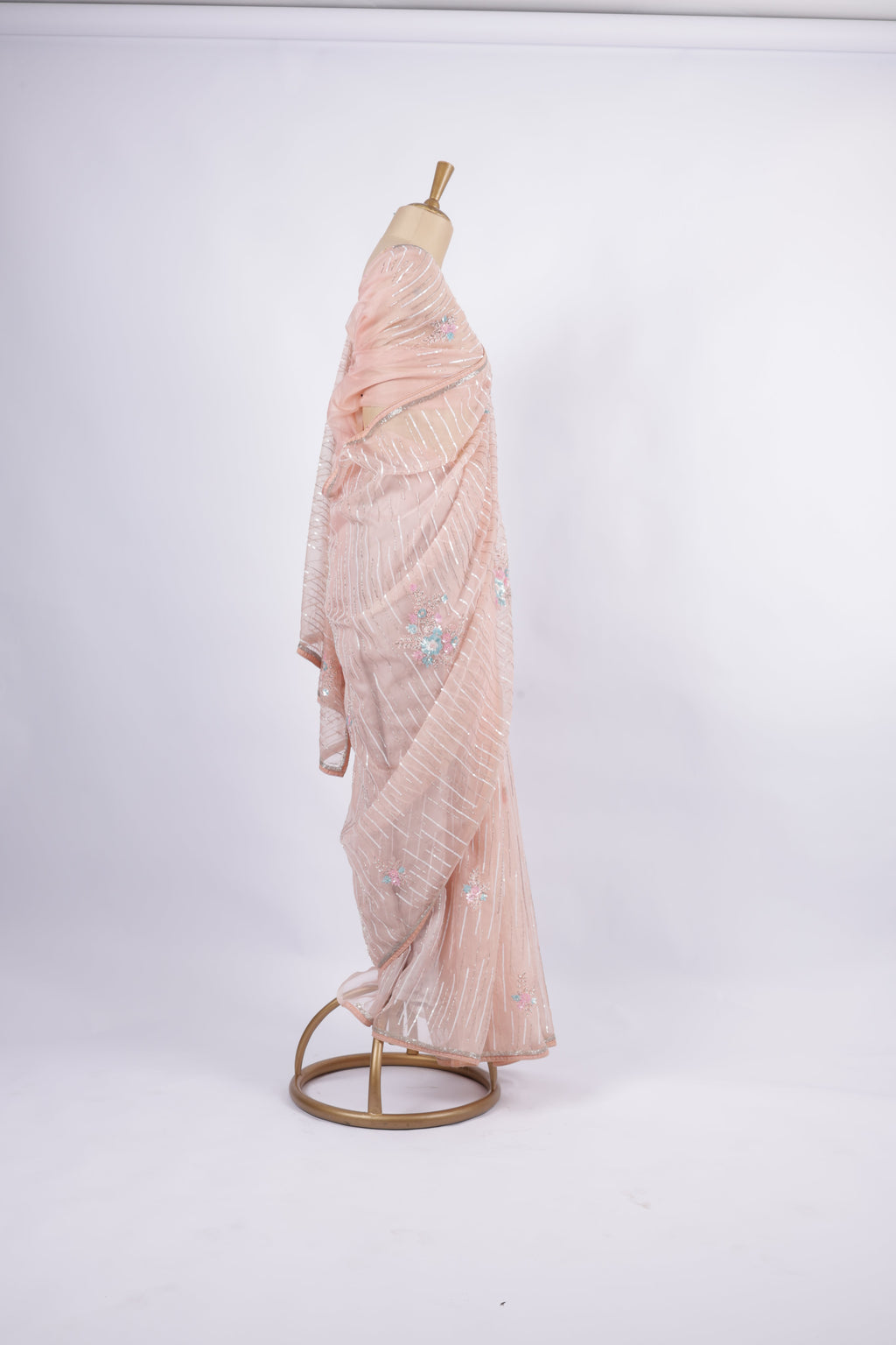 Sequin and pastel thread embroidery Saree