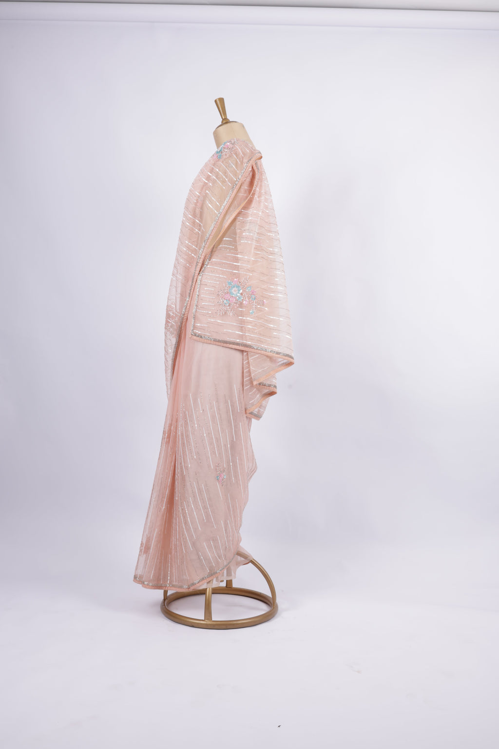 Sequin and pastel thread embroidery Saree