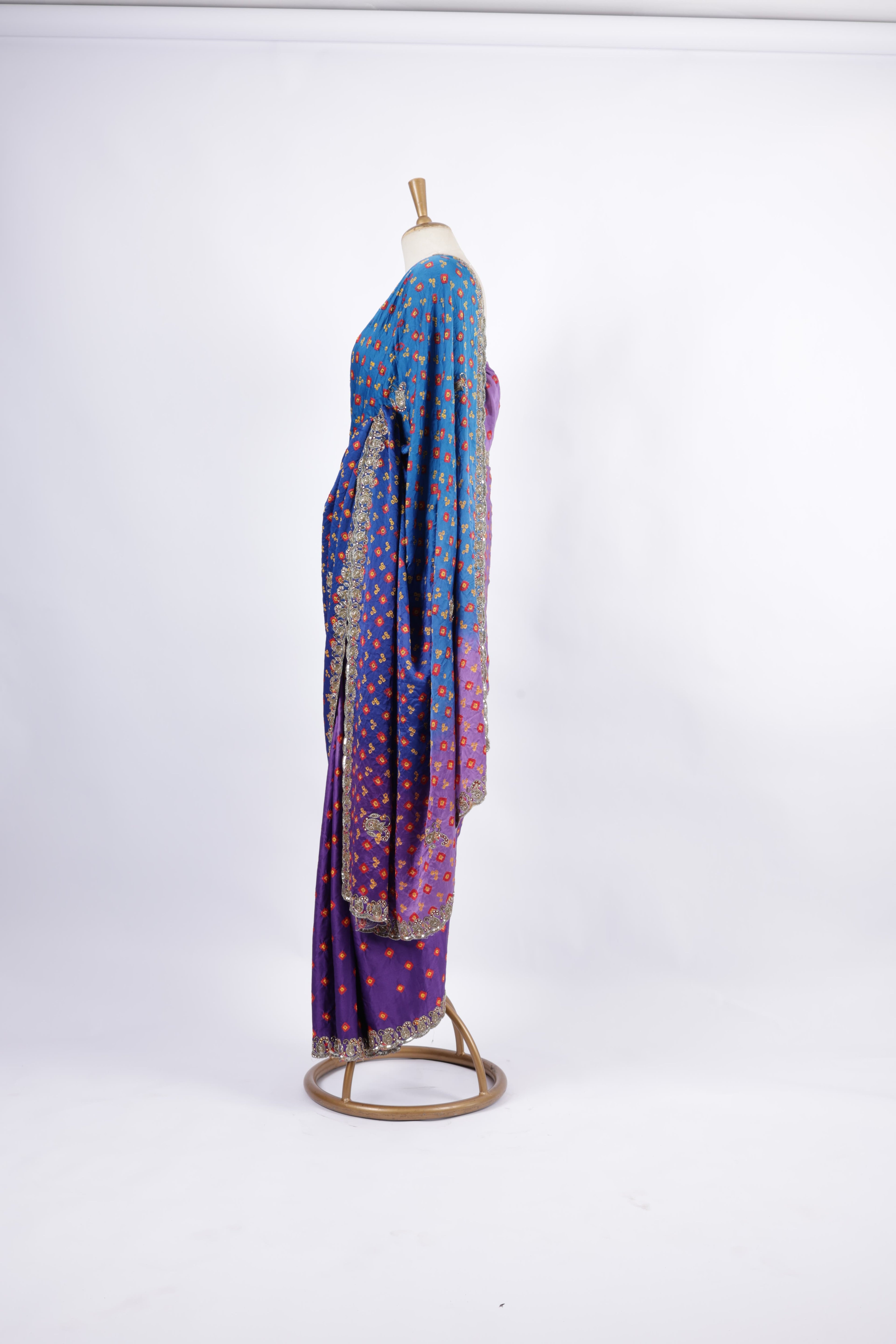 Bandhani Print with Embroidered Border Saree