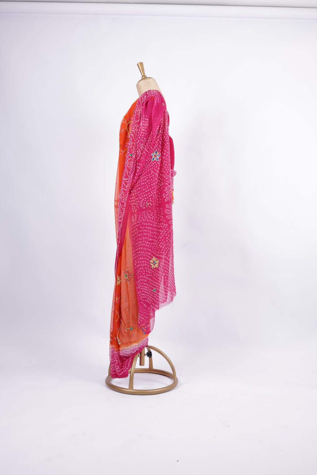 Dual-tone Pink &  Orange Saree