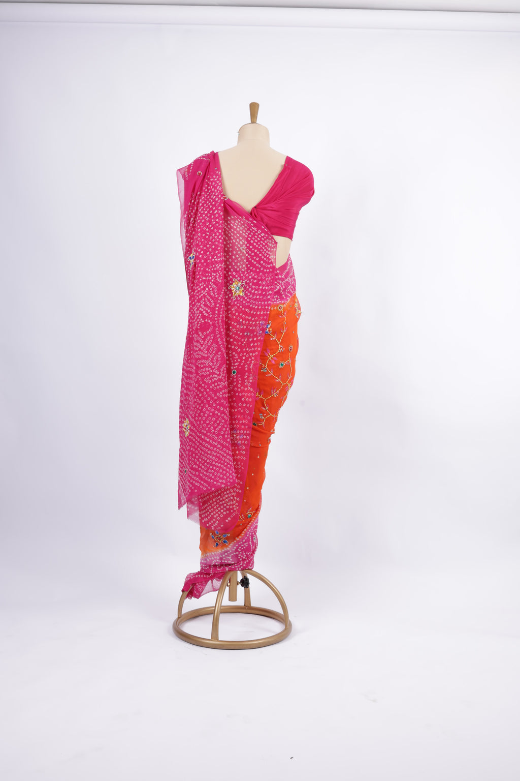 Dual-tone Pink &  Orange Saree