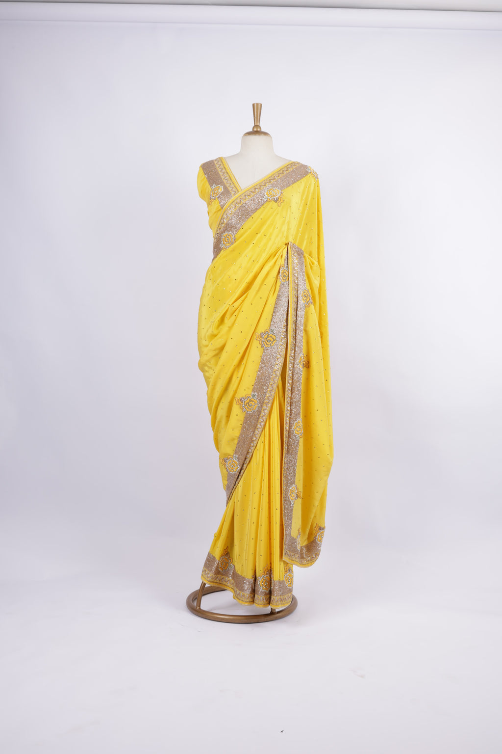 Bright Yellow  Georgette  Saree