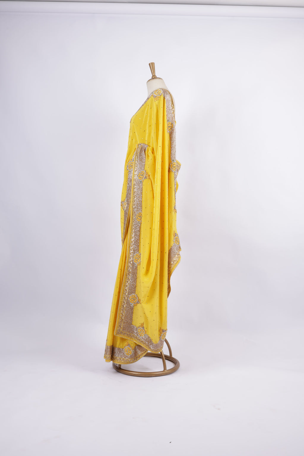 Bright Yellow  Georgette  Saree