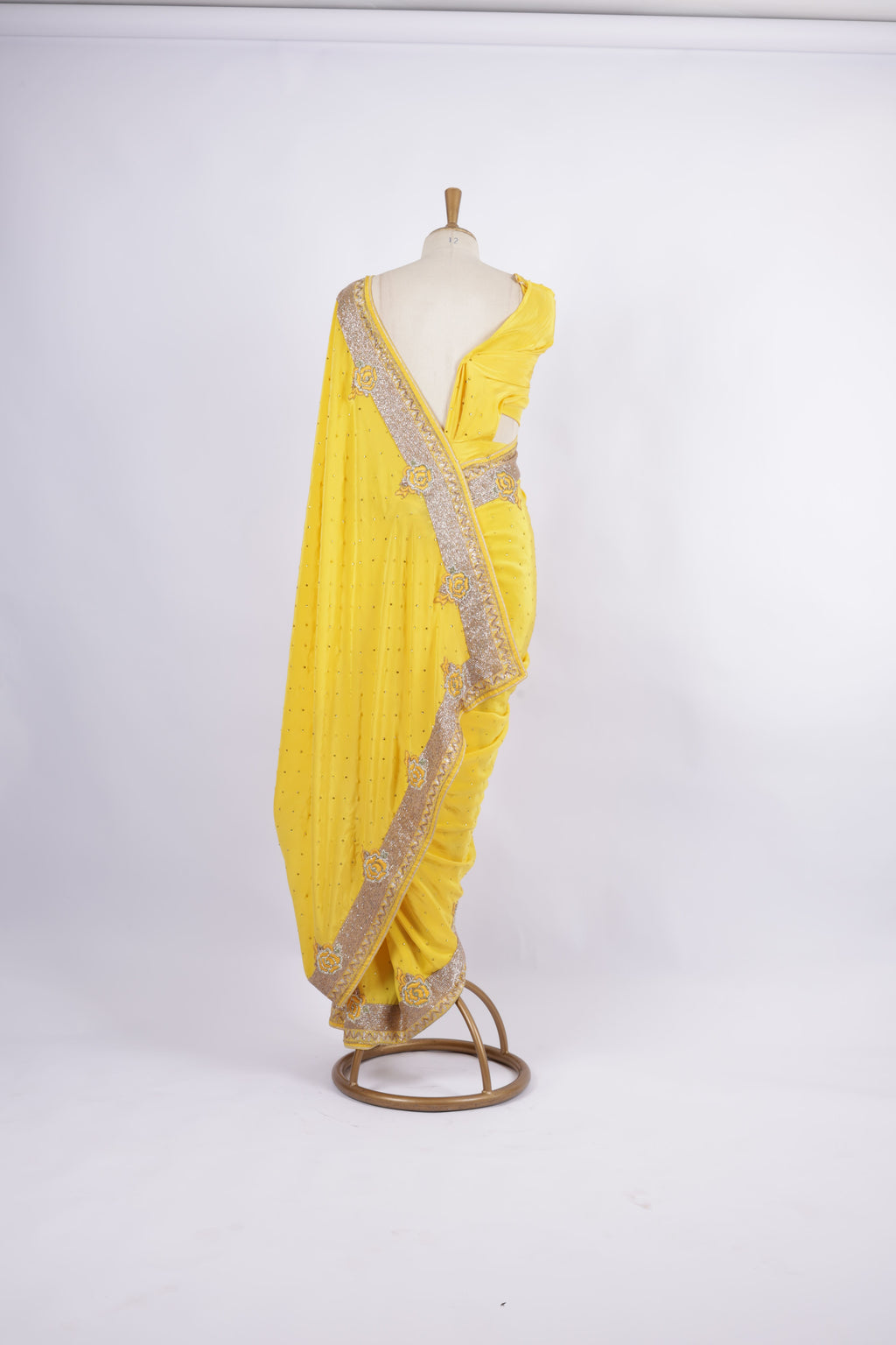 Bright Yellow  Georgette  Saree