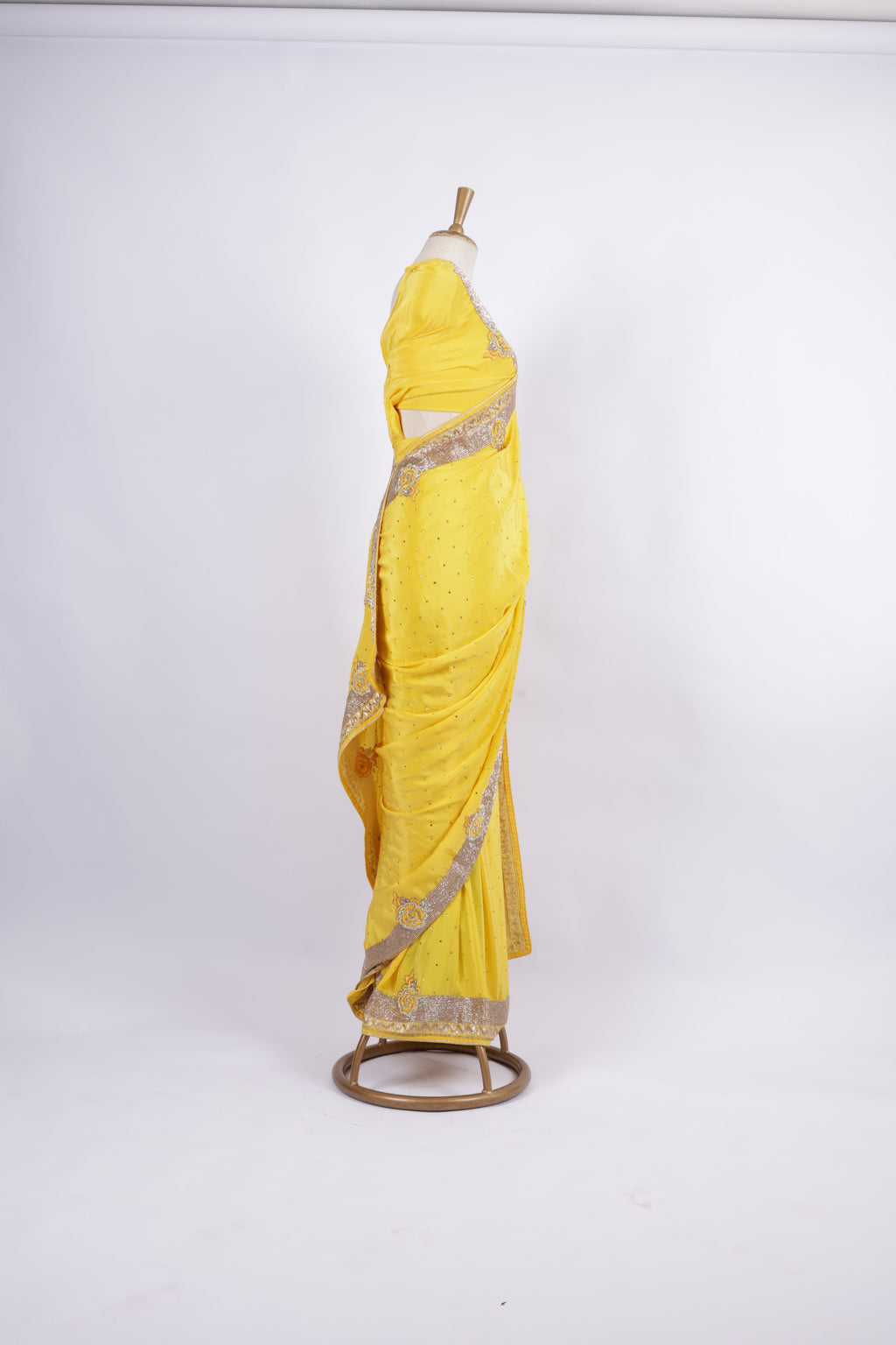 Bright Yellow  Georgette  Saree
