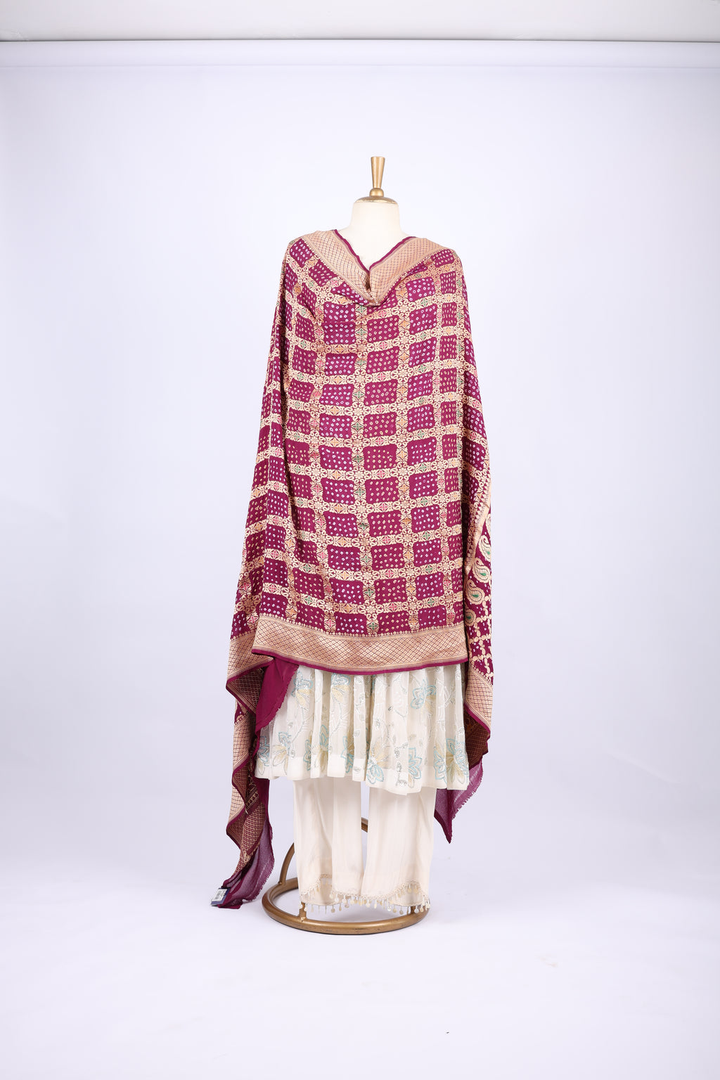 Red Multicolor Embroidered Dupatta