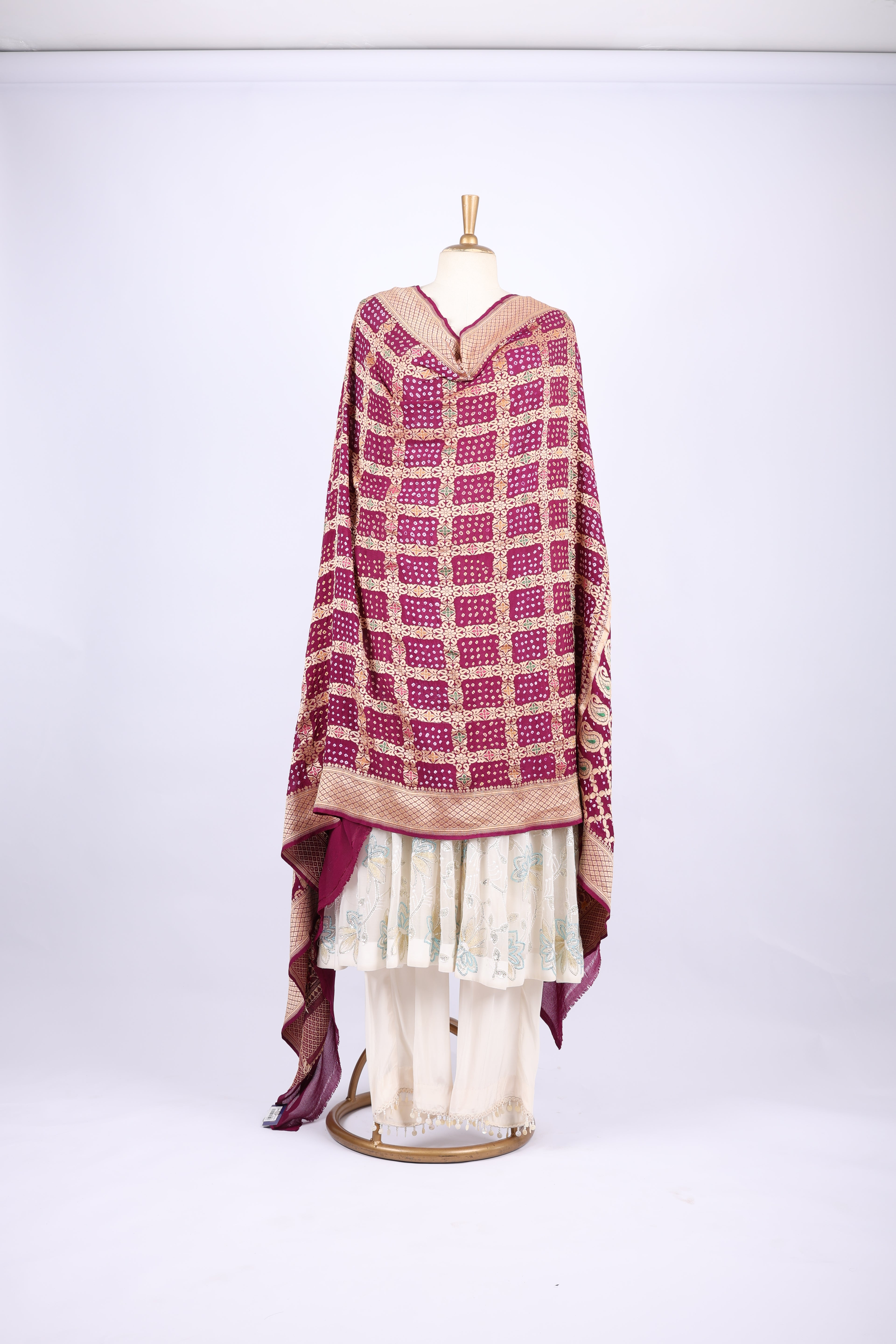 Red Multicolor Embroidered Dupatta