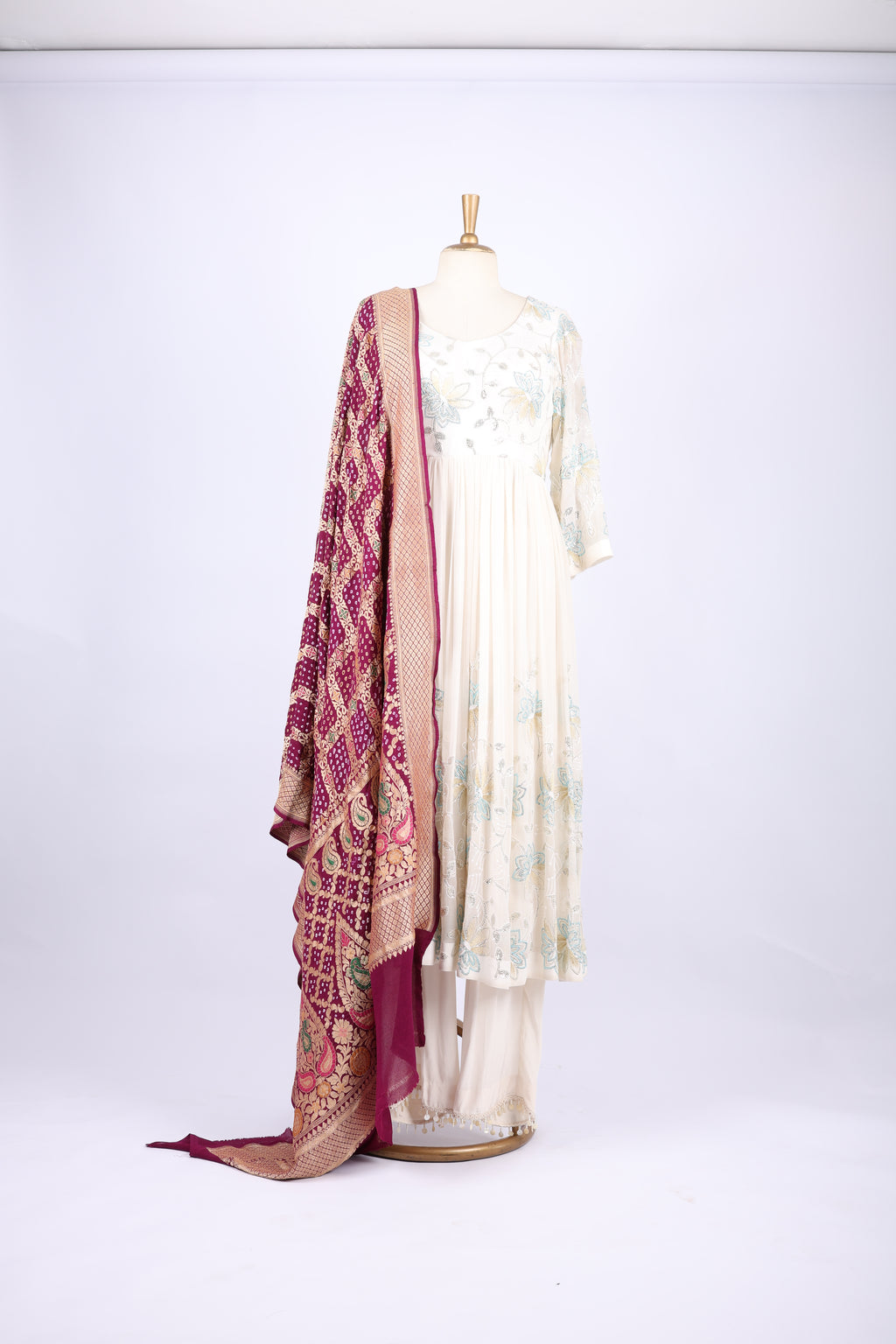 Red Multicolor Embroidered Dupatta