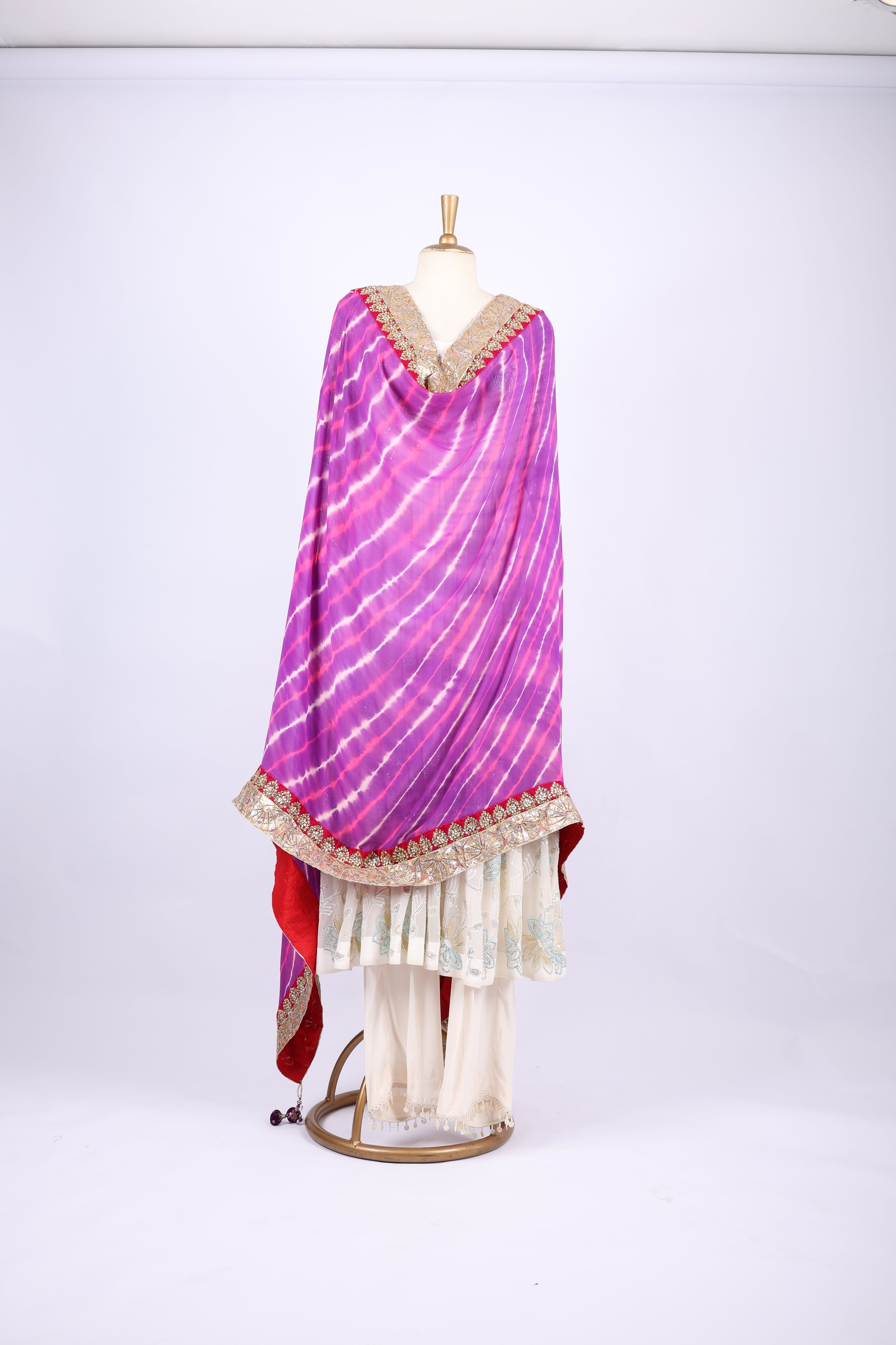 Purple & Red Tie-Dye  dupatta