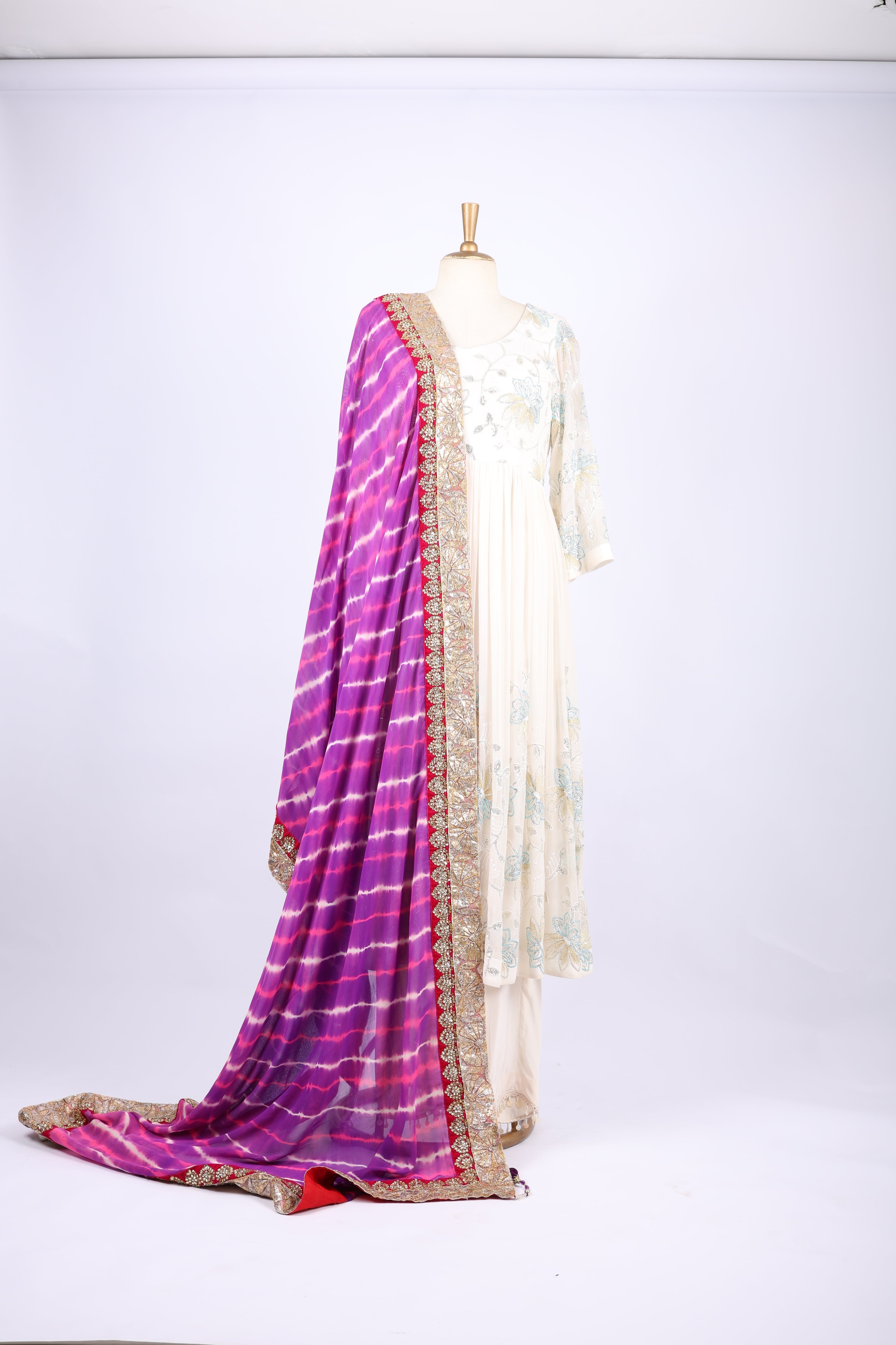 Purple & Red Tie-Dye  dupatta