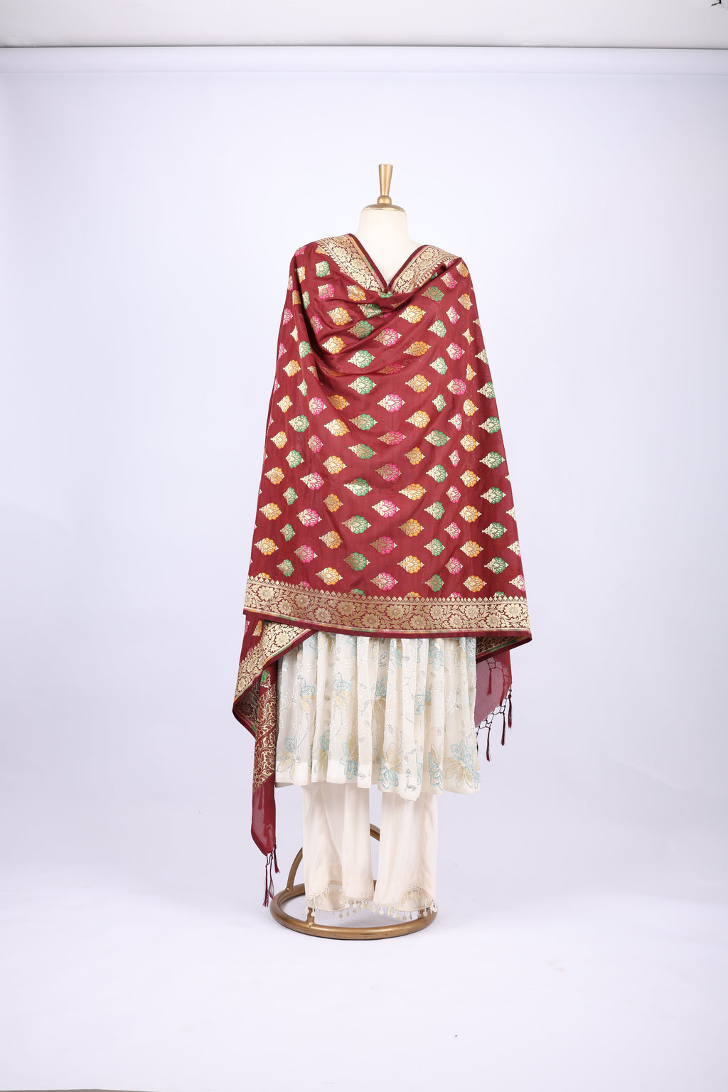 Pink & Yellow Phulkari Dupatta
