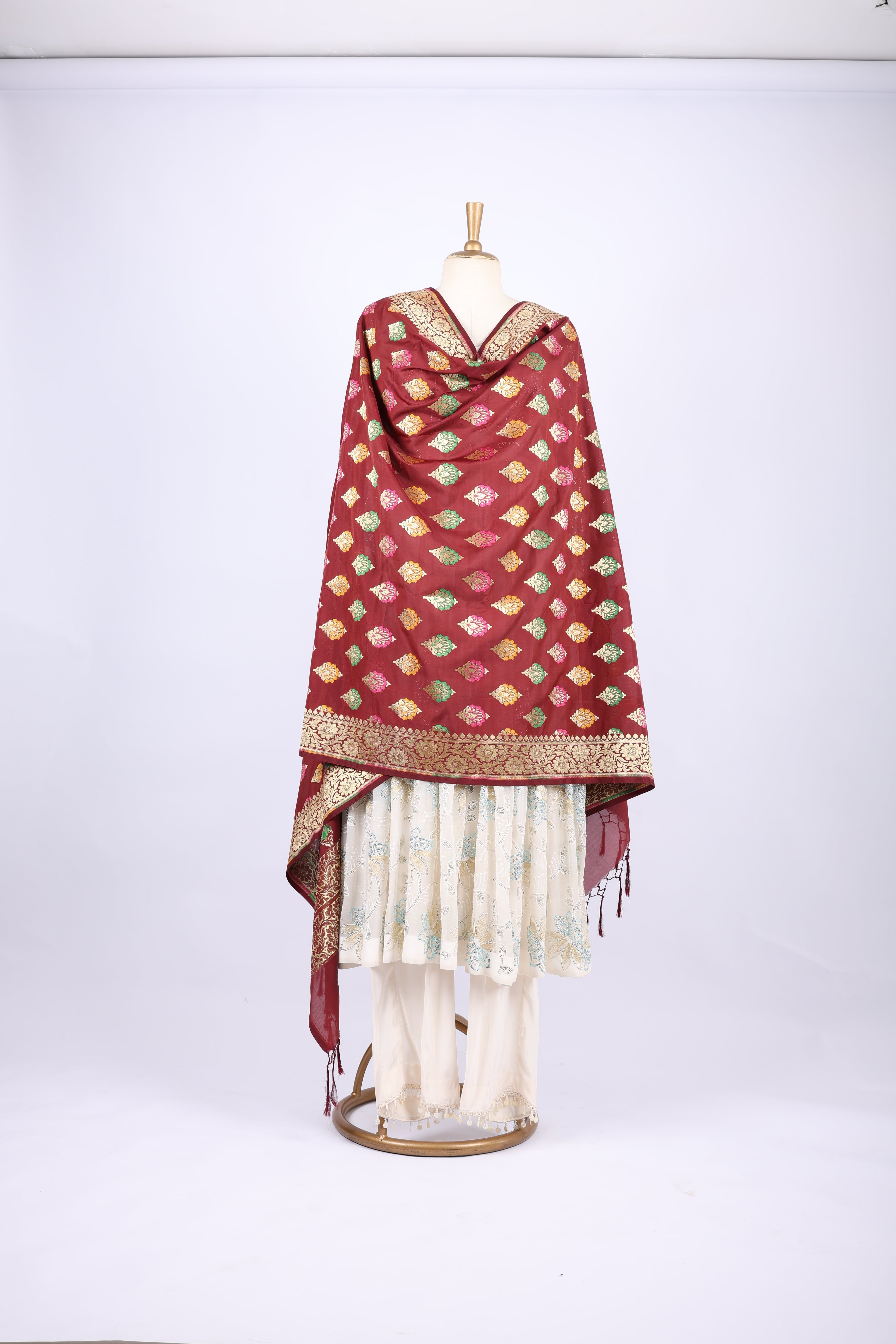 Pink & Yellow Phulkari Dupatta