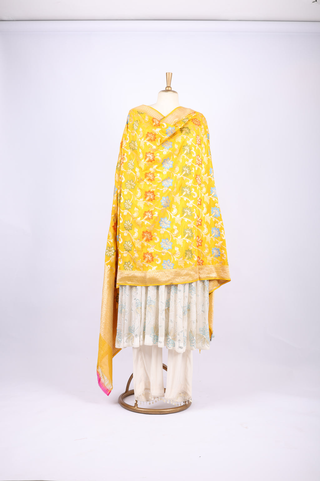 Yellow Floral Dupatta