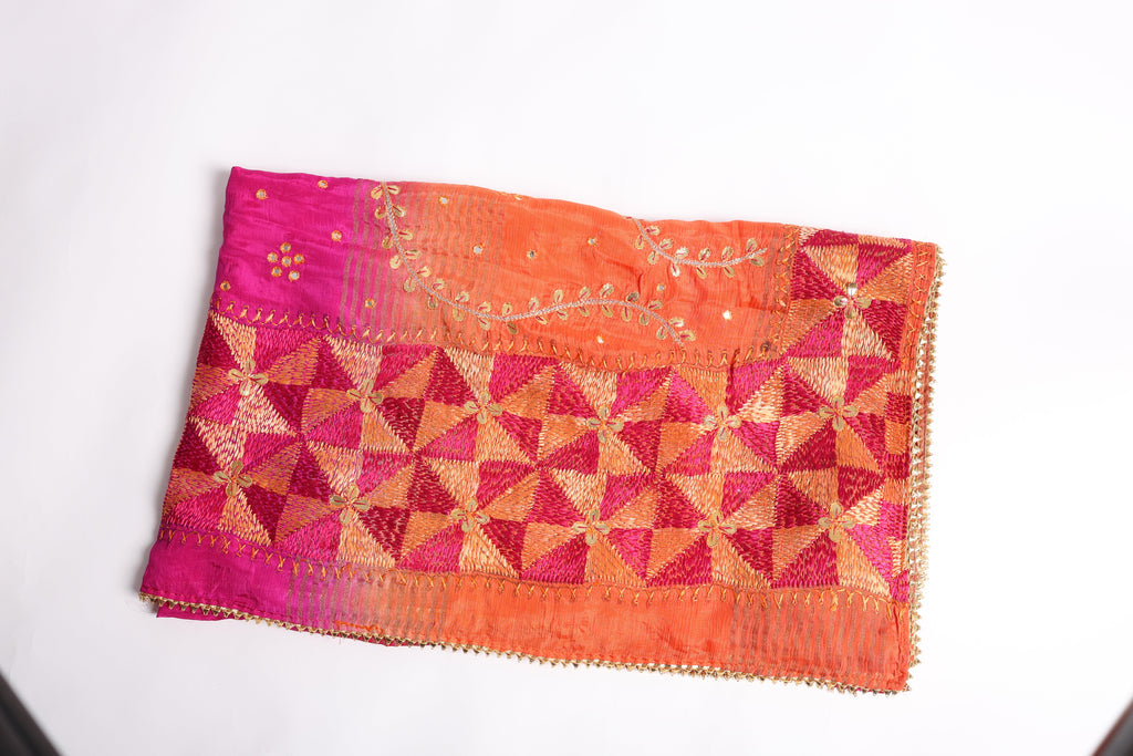 Pink–Orange Ombre dupatta