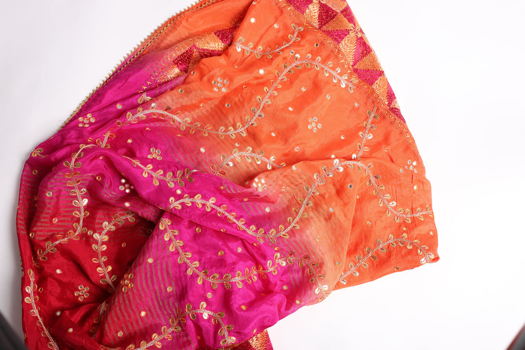 Pink–Orange Ombre dupatta