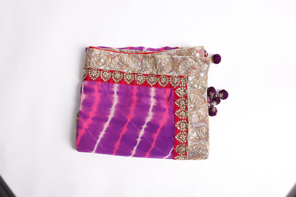 Purple & Red Tie-Dye  dupatta