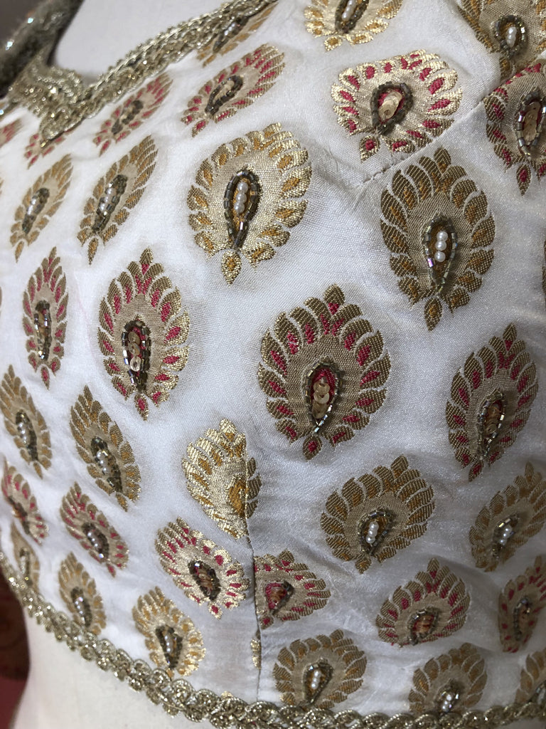 White Banarasi Silk Lehenga