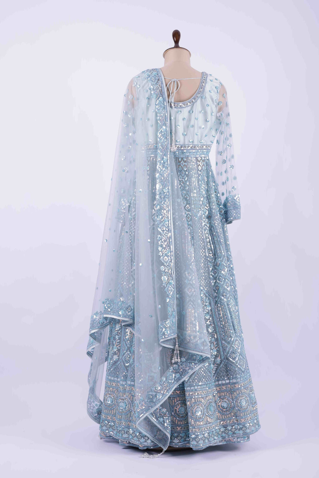 Ice-blue Anarkali suit