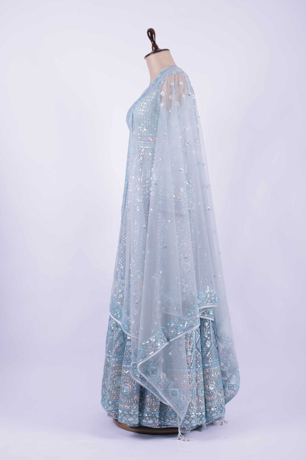 Ice-blue Anarkali suit